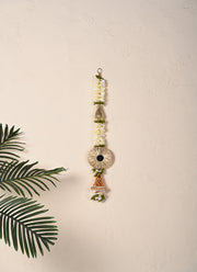 Madhoor Gota Mirror Hanging Gold-Tone Cream 2 Feet
