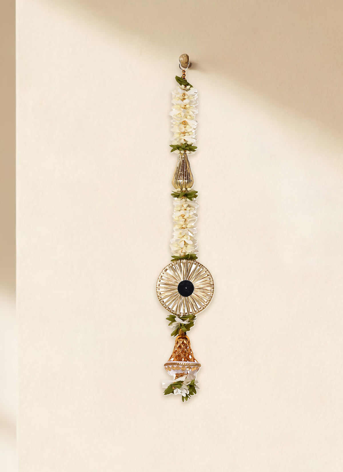 Madhoor Gota Mirror Hanging Gold-Tone Cream 2 Feet