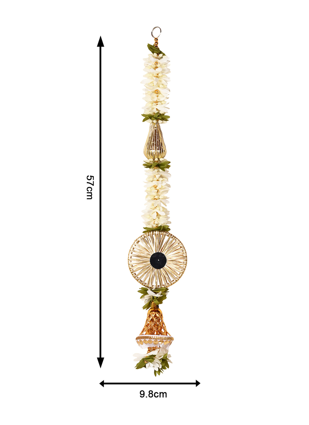 Madhoor Gota Mirror Hanging Gold-Tone Cream 2 Feet