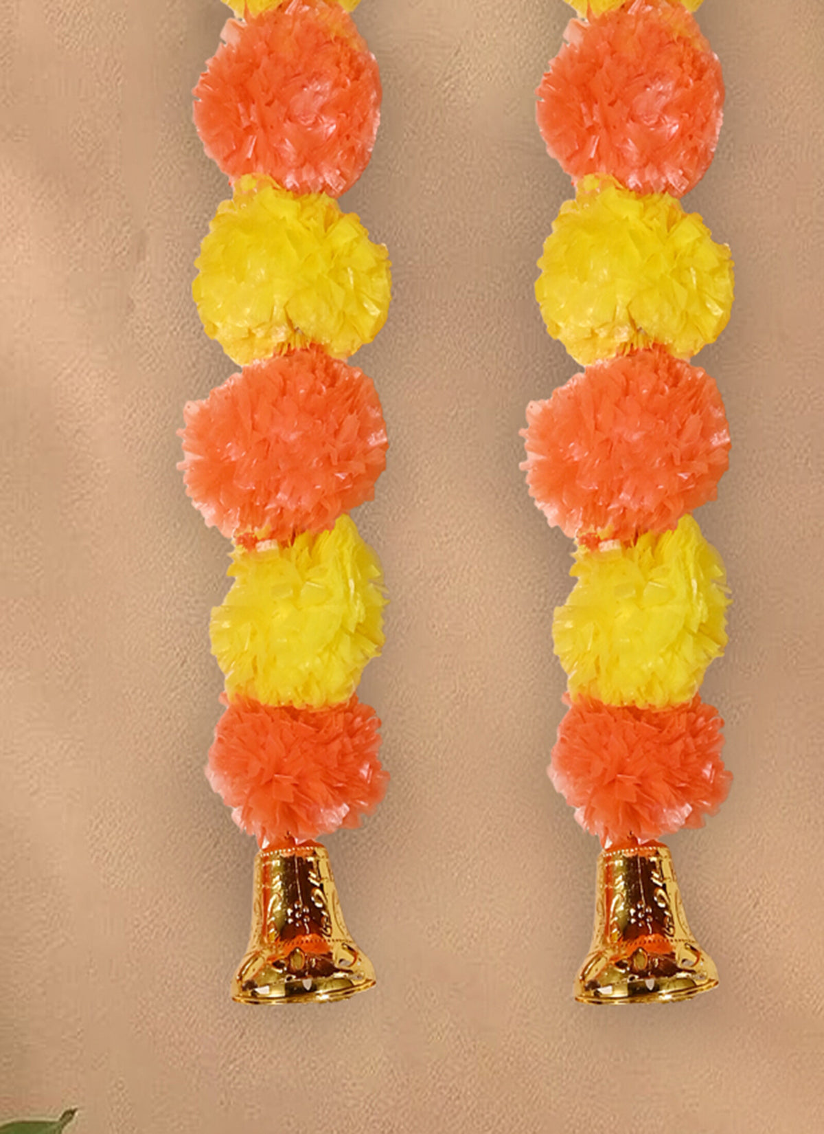 Madhoor Pompom Hanging Orange Yellow 1 Feet 5 Pieces