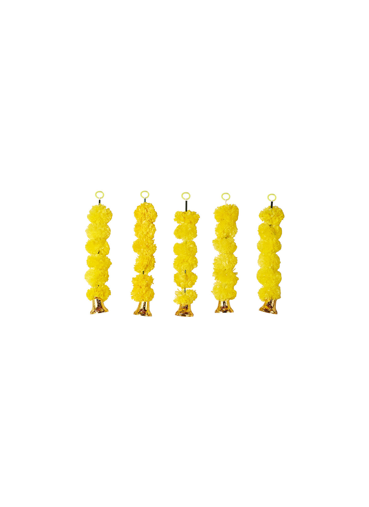Madhoor Pompom Hanging Yellow 1 Feet 5 Pieces
