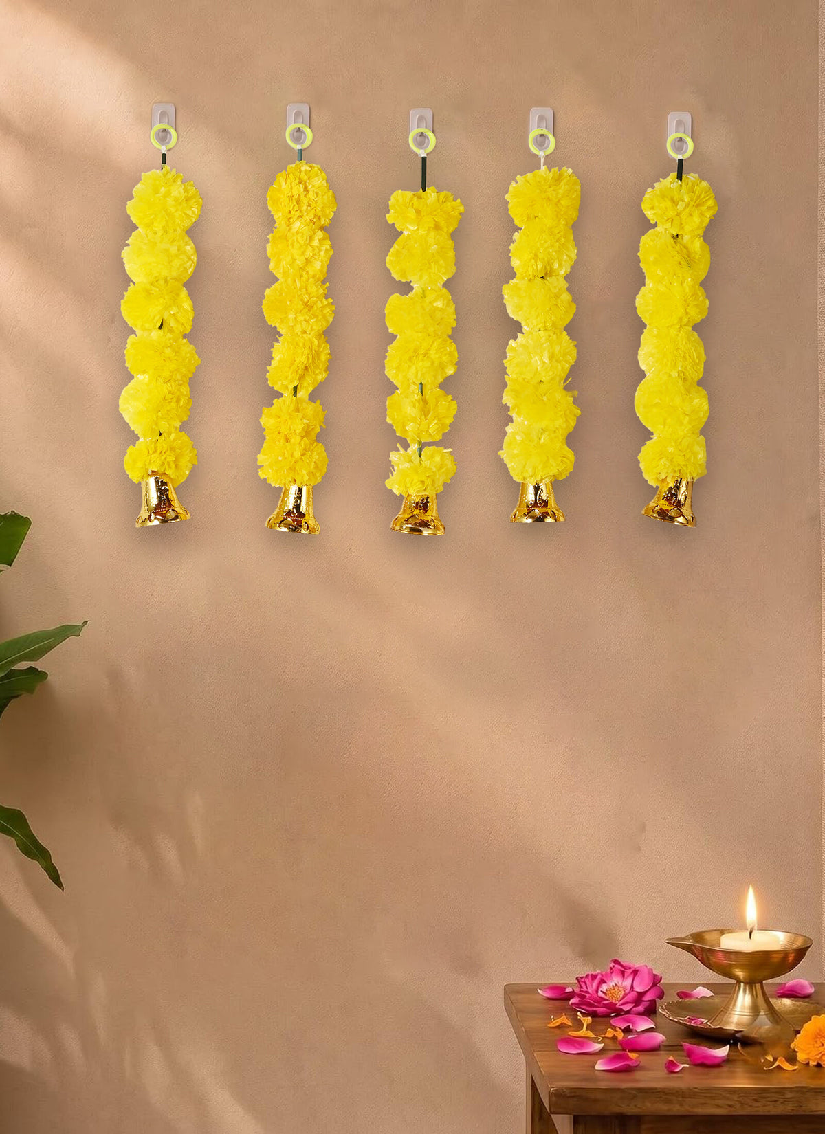Madhoor Pompom Hanging Yellow 1 Feet 5 Pieces