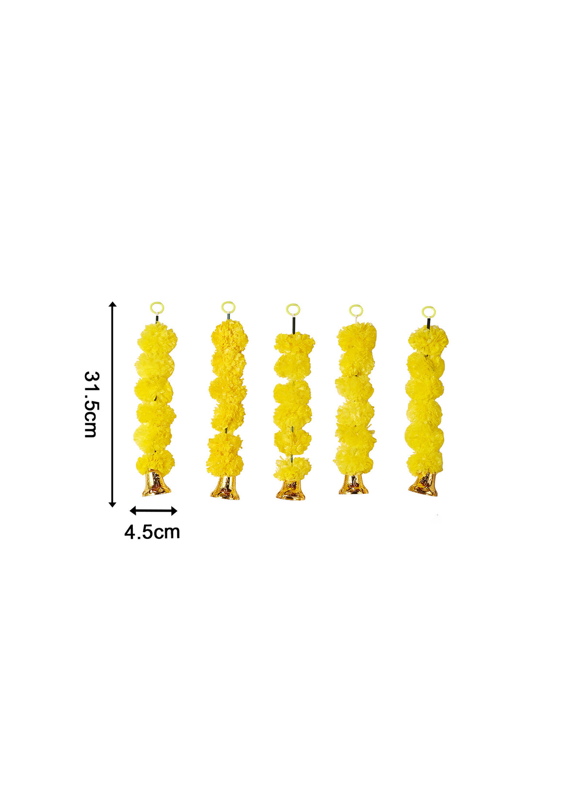 Madhoor Pompom Hanging Yellow 1 Feet 5 Pieces