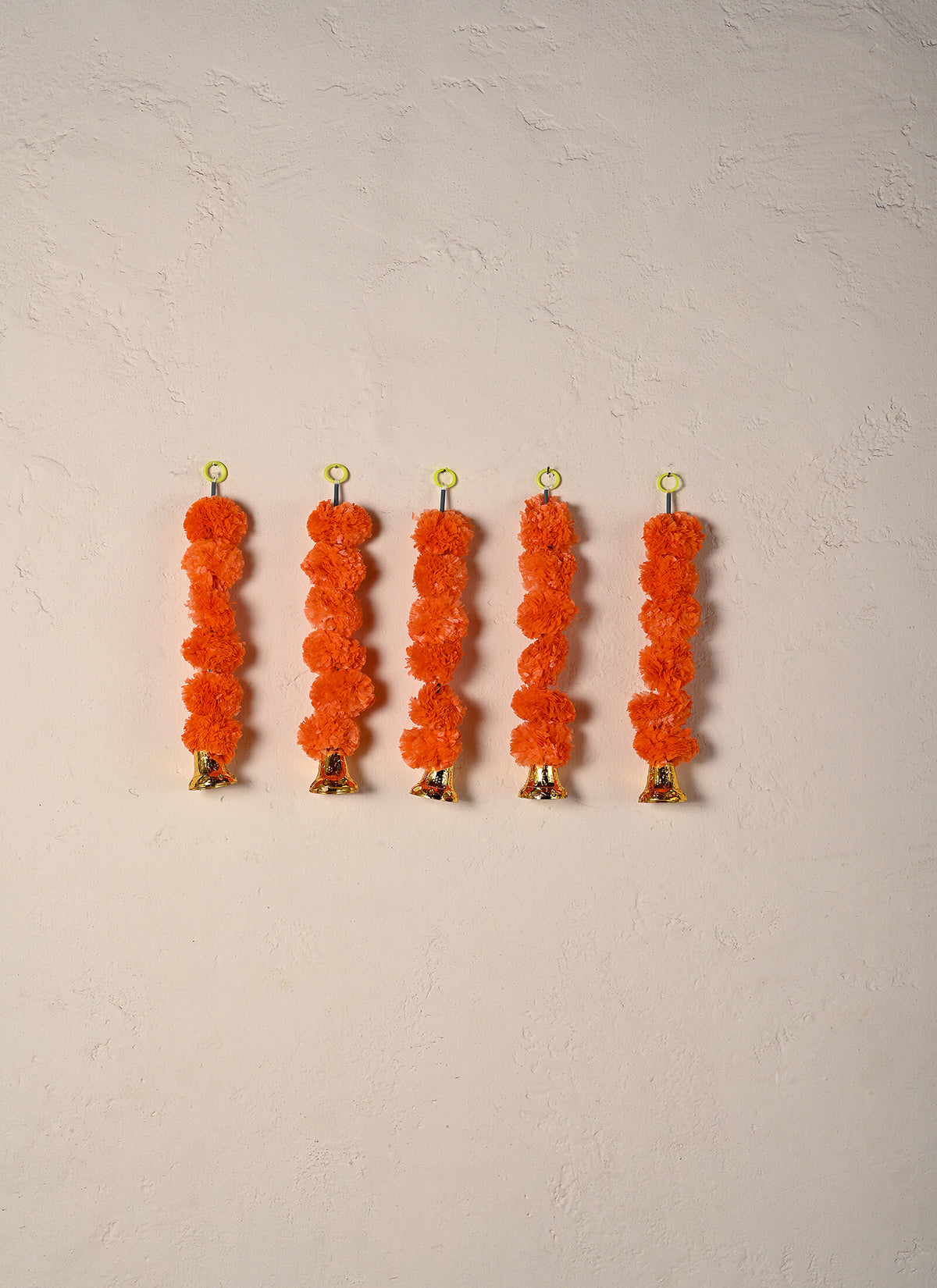Madhoor Pompom Hanging Orange 1 Feet 5 Pieces