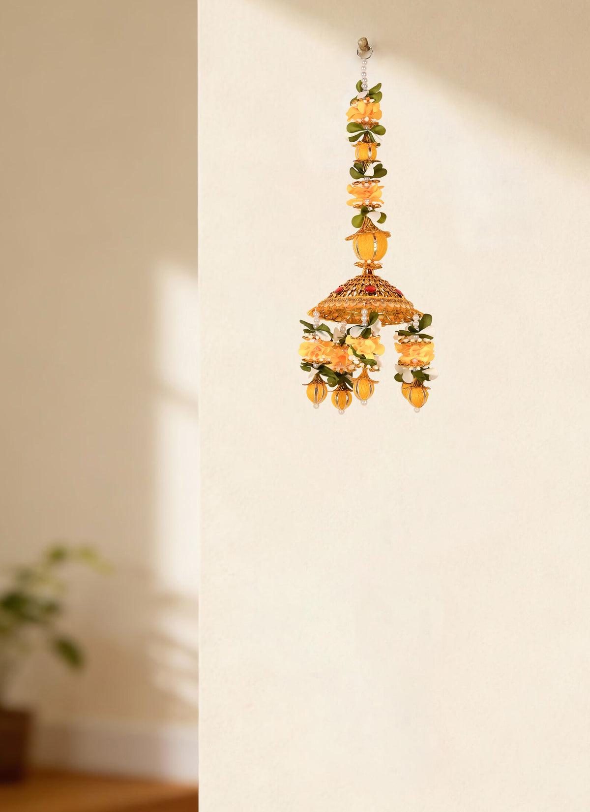 Madhoor Jhumka Tassel Hanging Yellow 1.5 Feet