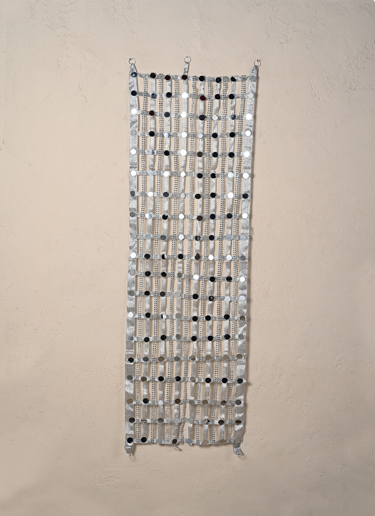 Madhoor Gota Mirror 4 X Hanging Silver-Tone 6 Feet 1 Piece