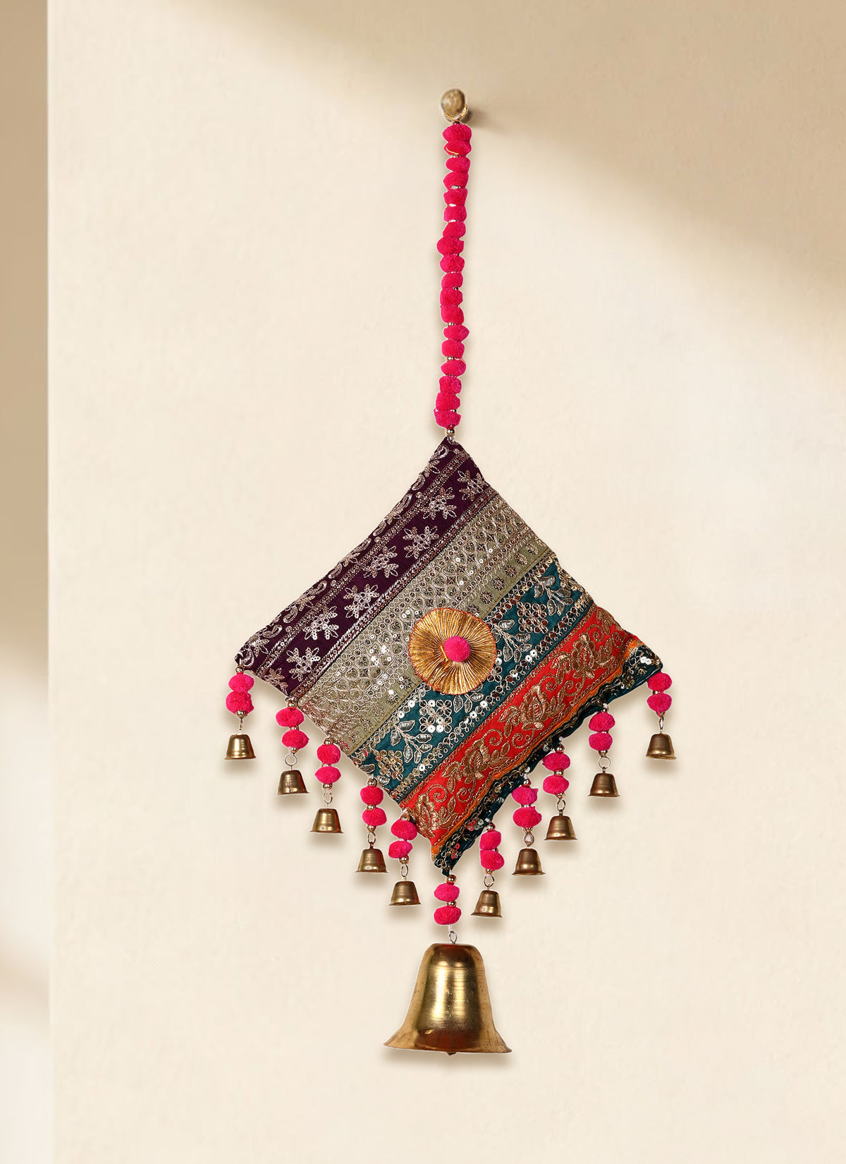 Madhoor Cushion Embroidery Hanging Yellow 30 Inches 1 Piece