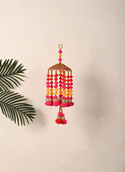 Madhoor Pompom Jhumka Hanging Red Yellow Pink 1 Piece