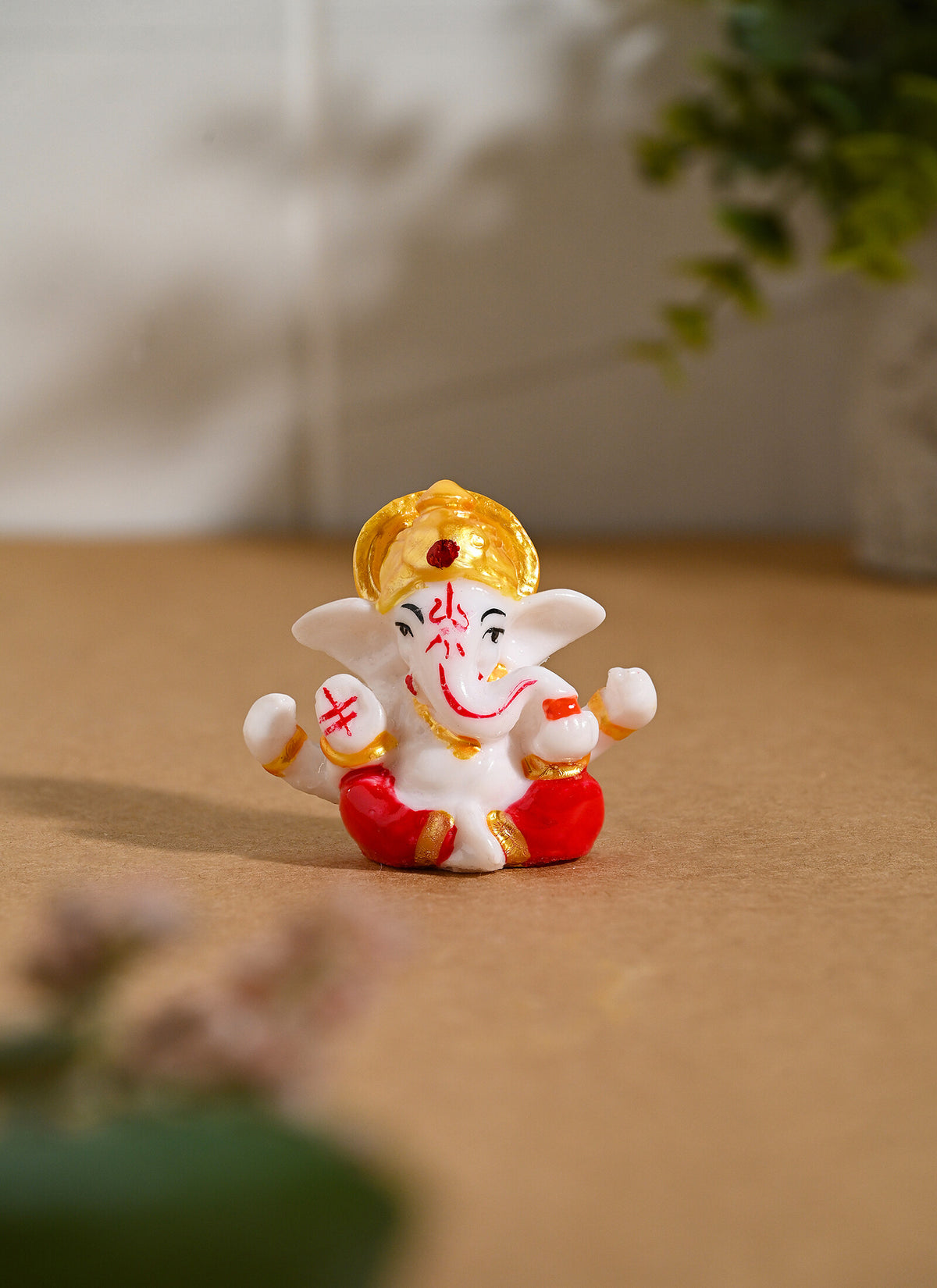 Madhoor Ganesha Golde Deity Idol Ivory Pink 2 Inches 1 Piece