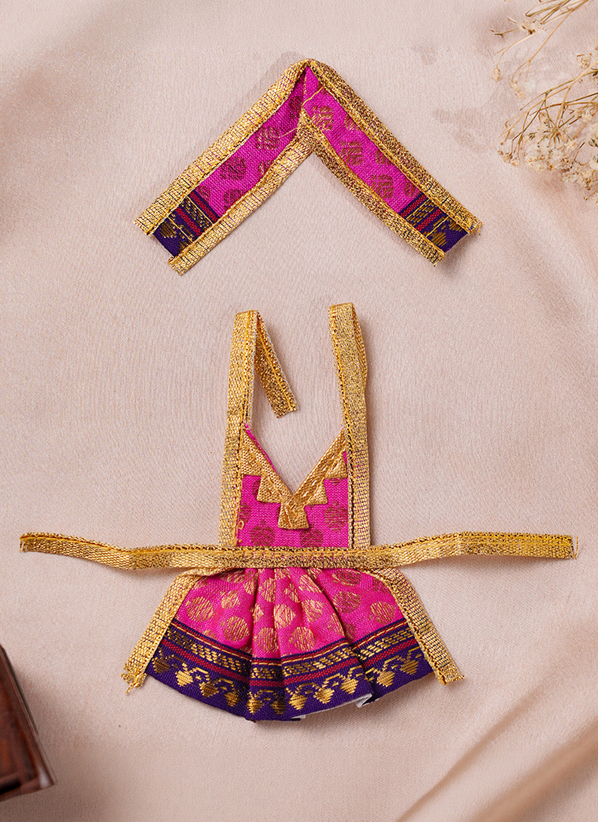 Madhoor Silk Deity Idol Dress Rani Pink 2 Inches 1 Set