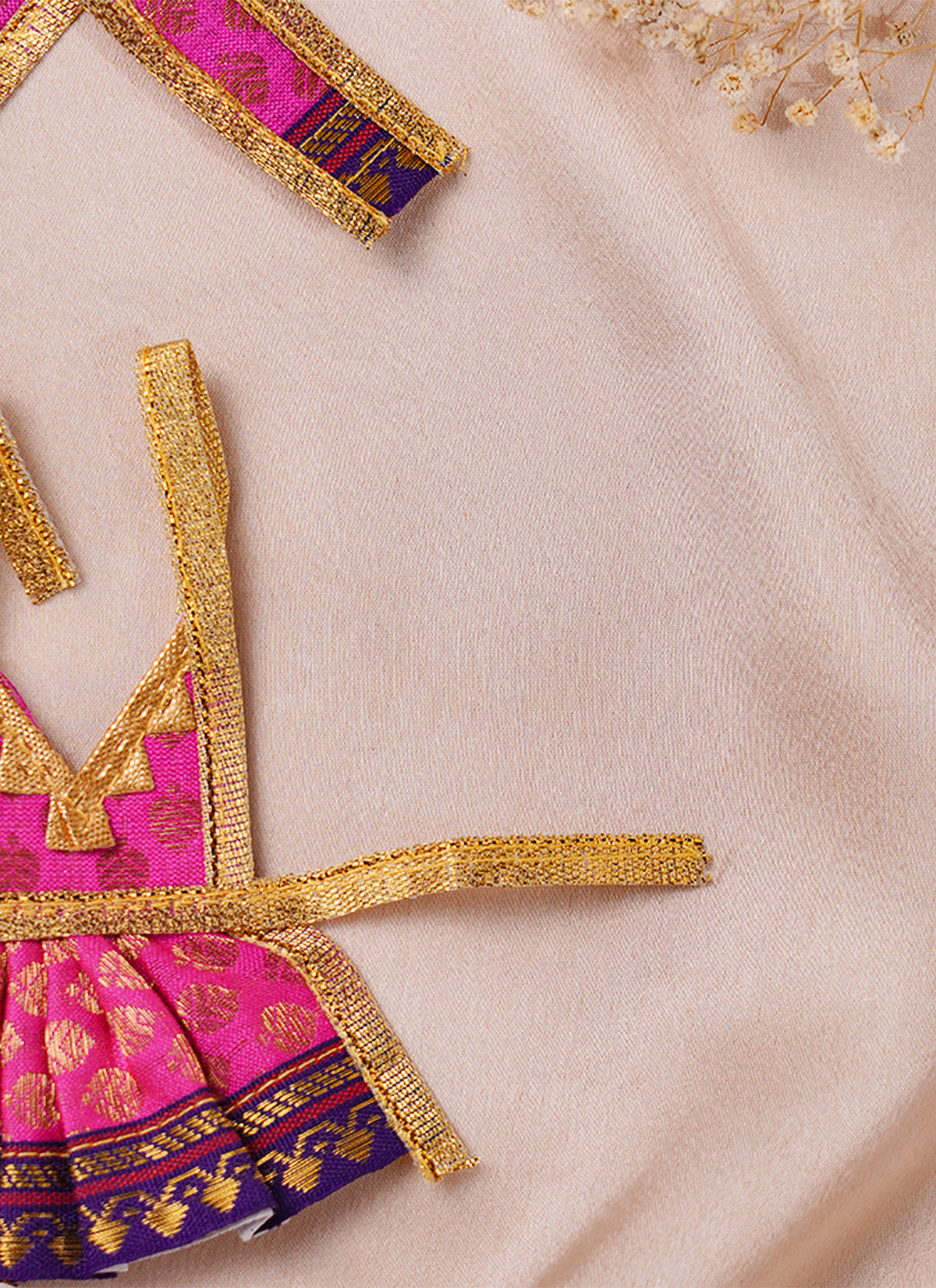 Madhoor Silk Deity Idol Dress Rani Pink 2 Inches 1 Set