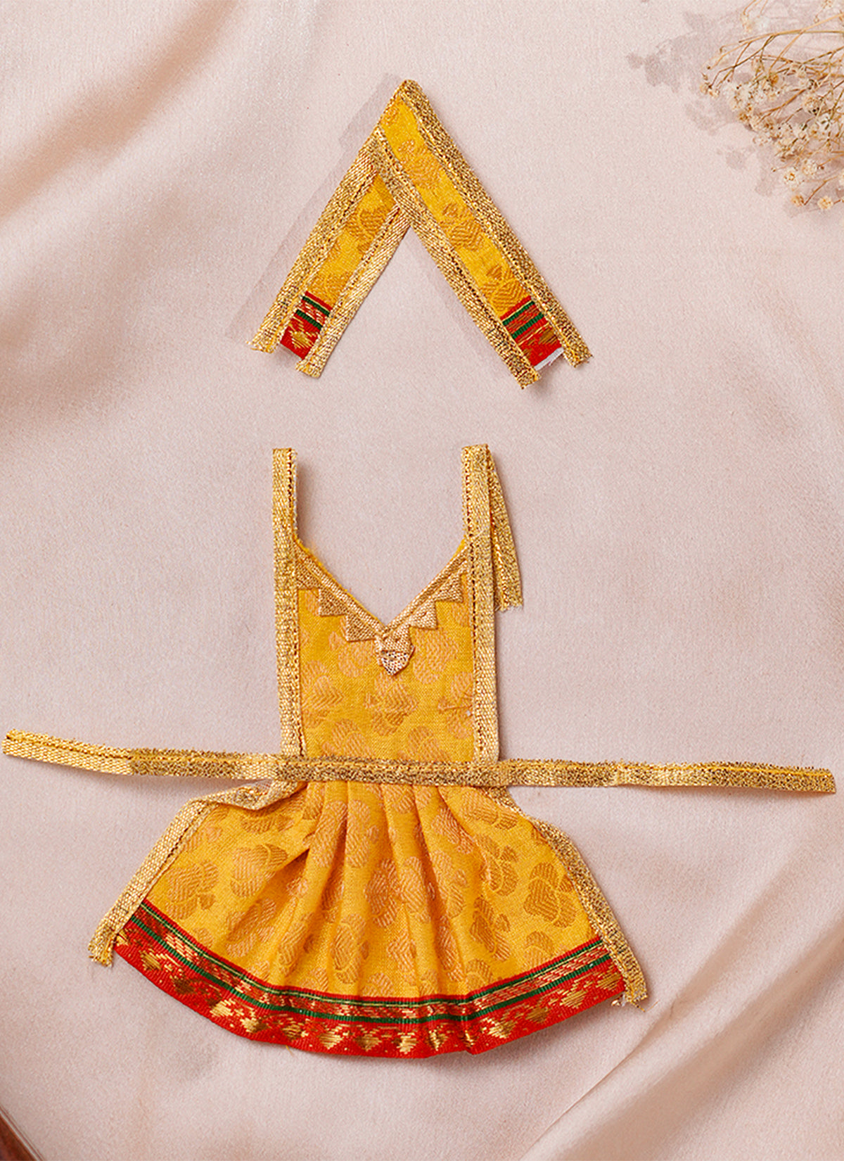 Madhoor Silk Deity Idol Dress Yellow 3 Inches 1 Set