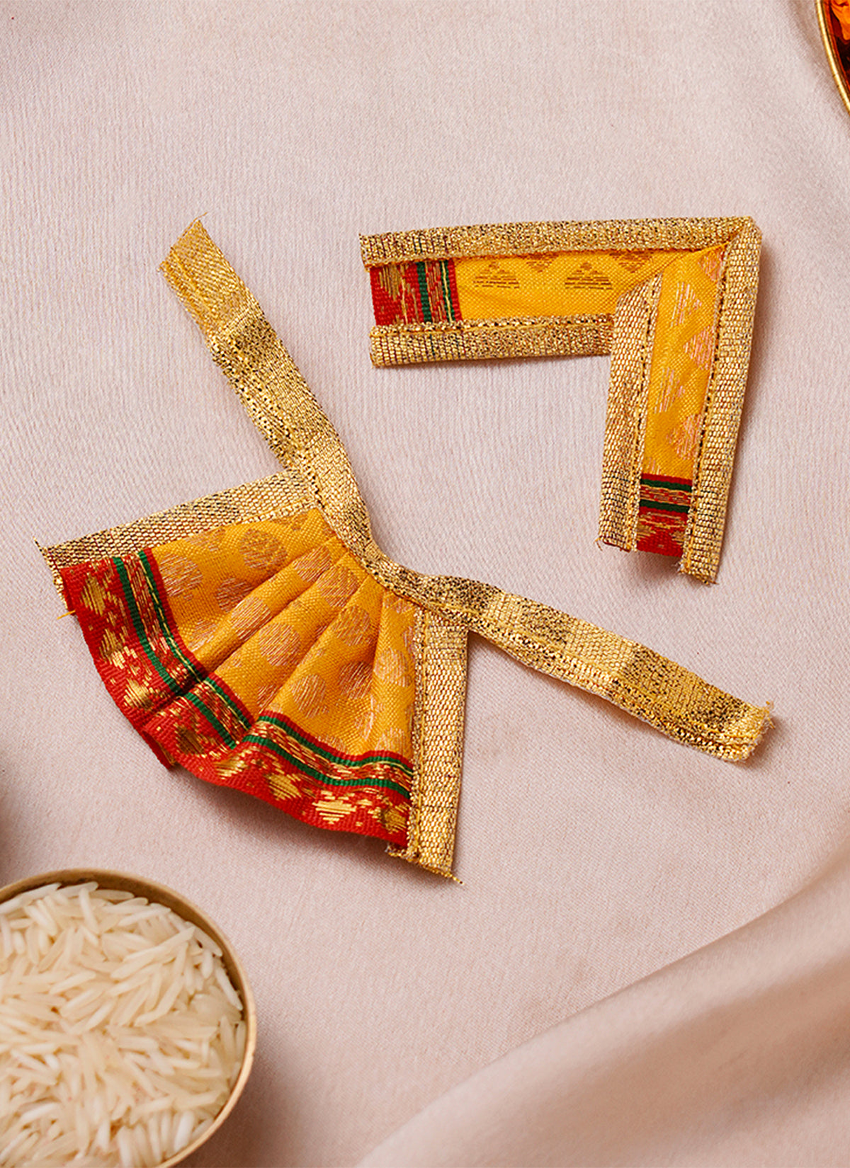 Madhoor Silk Deity Idol Dress Yellow 2 Inches 1 Set