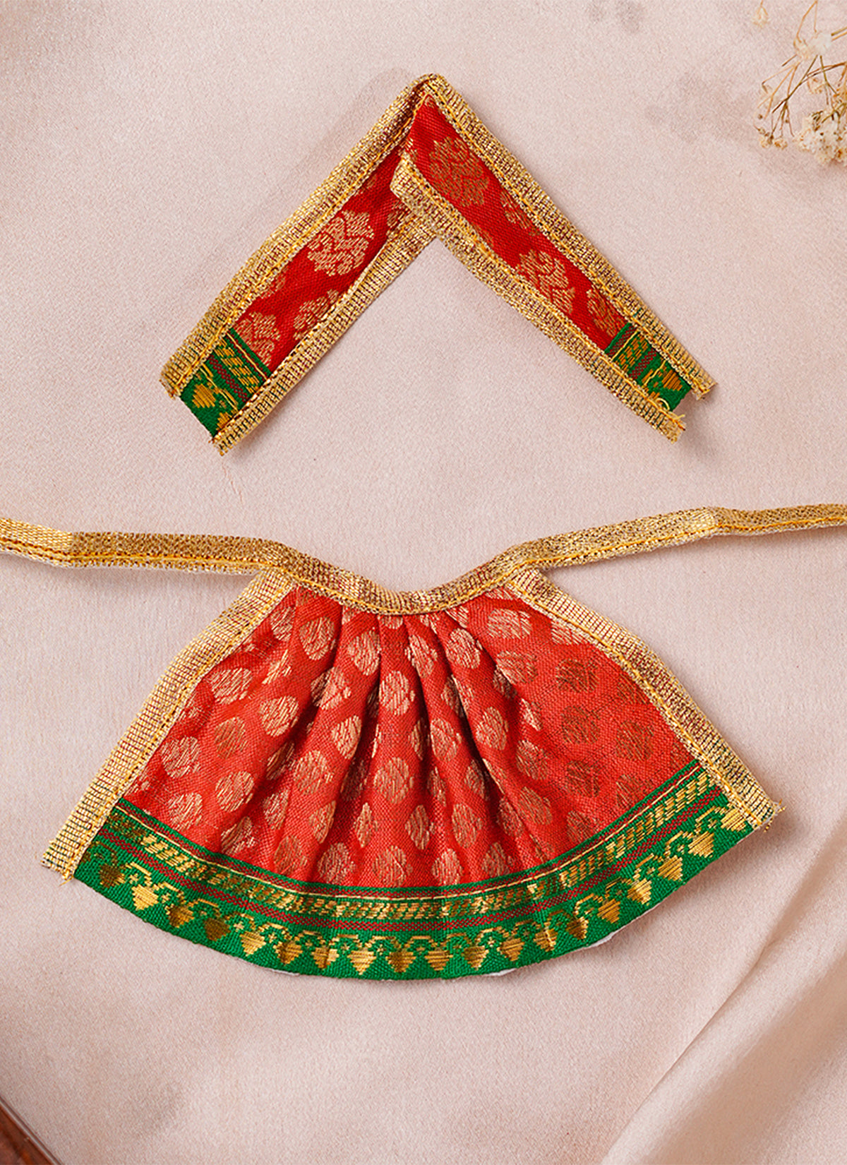 Madhoor Silk Deity Idol Dress Red 3 Inches 1 Set