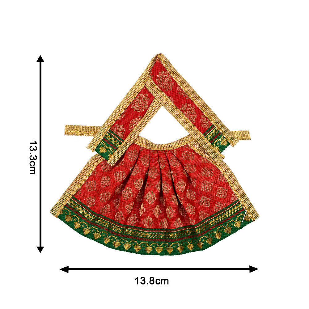 Madhoor Silk Deity Idol Dress Red 3 Inches 1 Set
