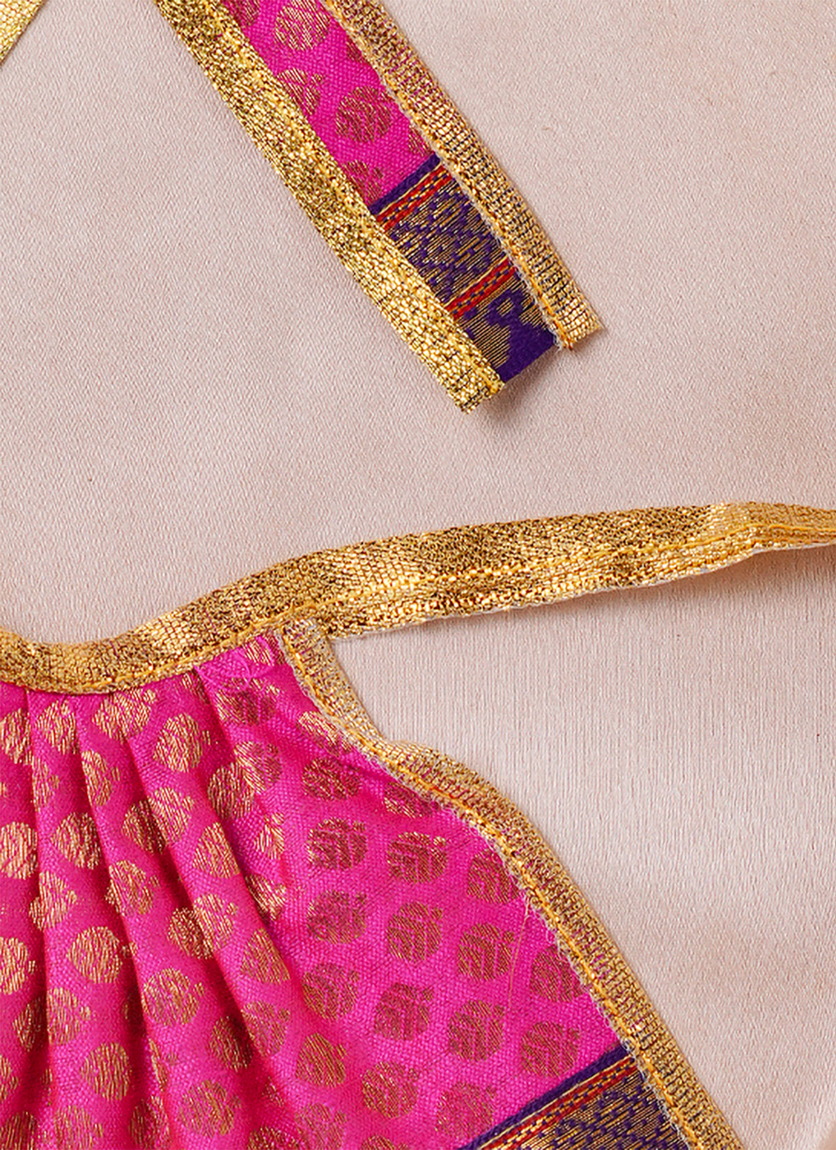 Madhoor Silk Deity Idol Dress Rani Pink 4 Inches 1 Piece