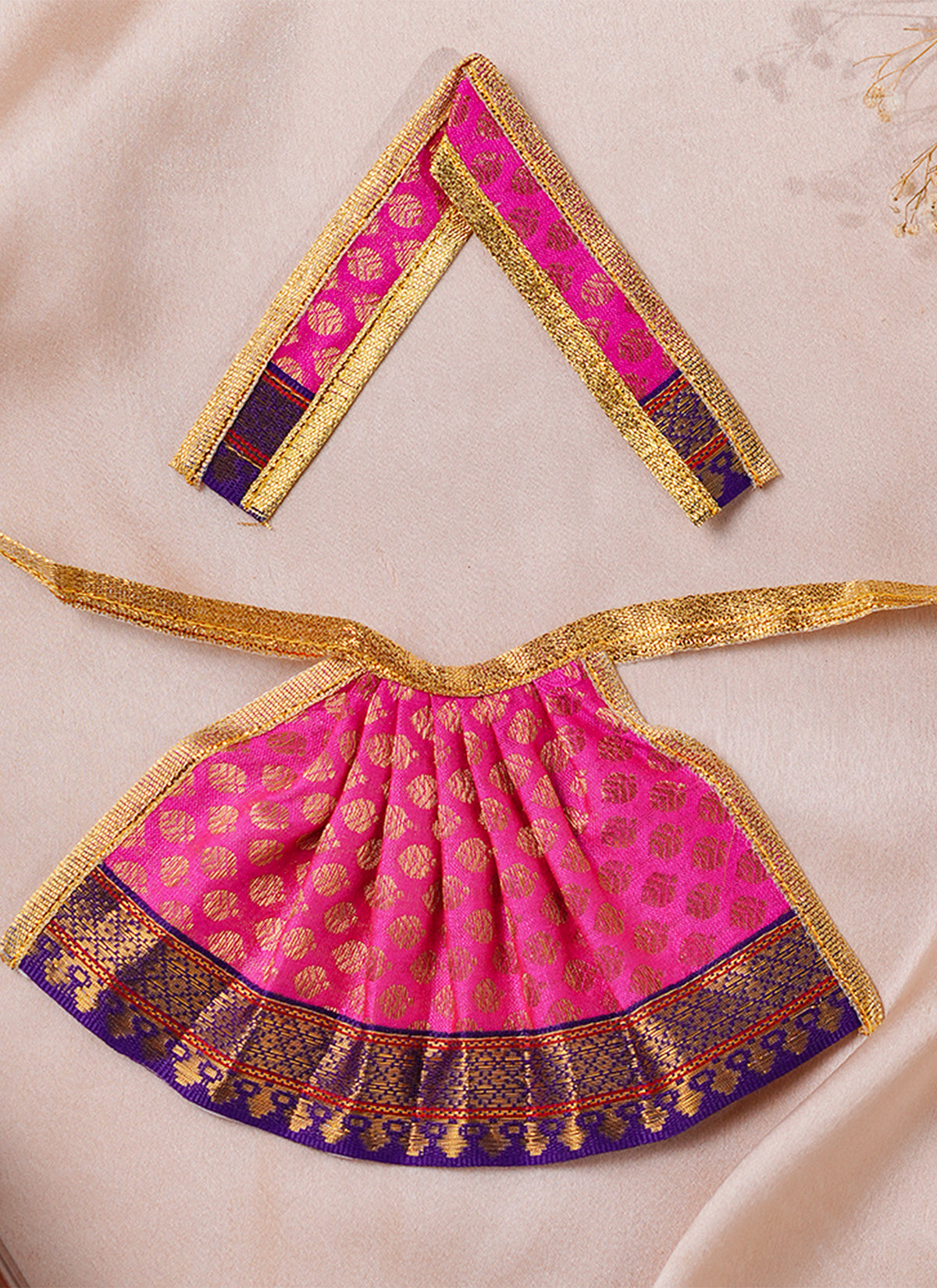 Madhoor Silk Deity Idol Dress Rani Pink 4 Inches 1 Piece