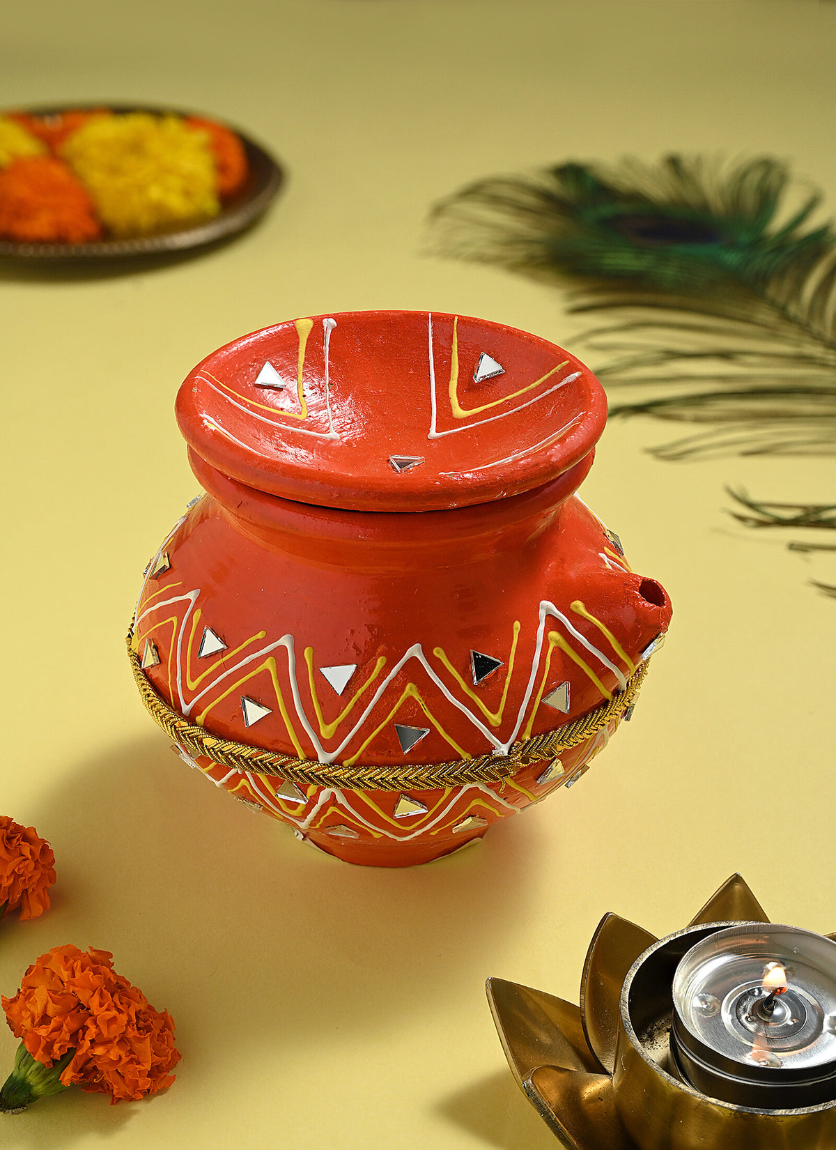 Madhoor Karwa Chauth Mirror Red Yellow White 1 Piece