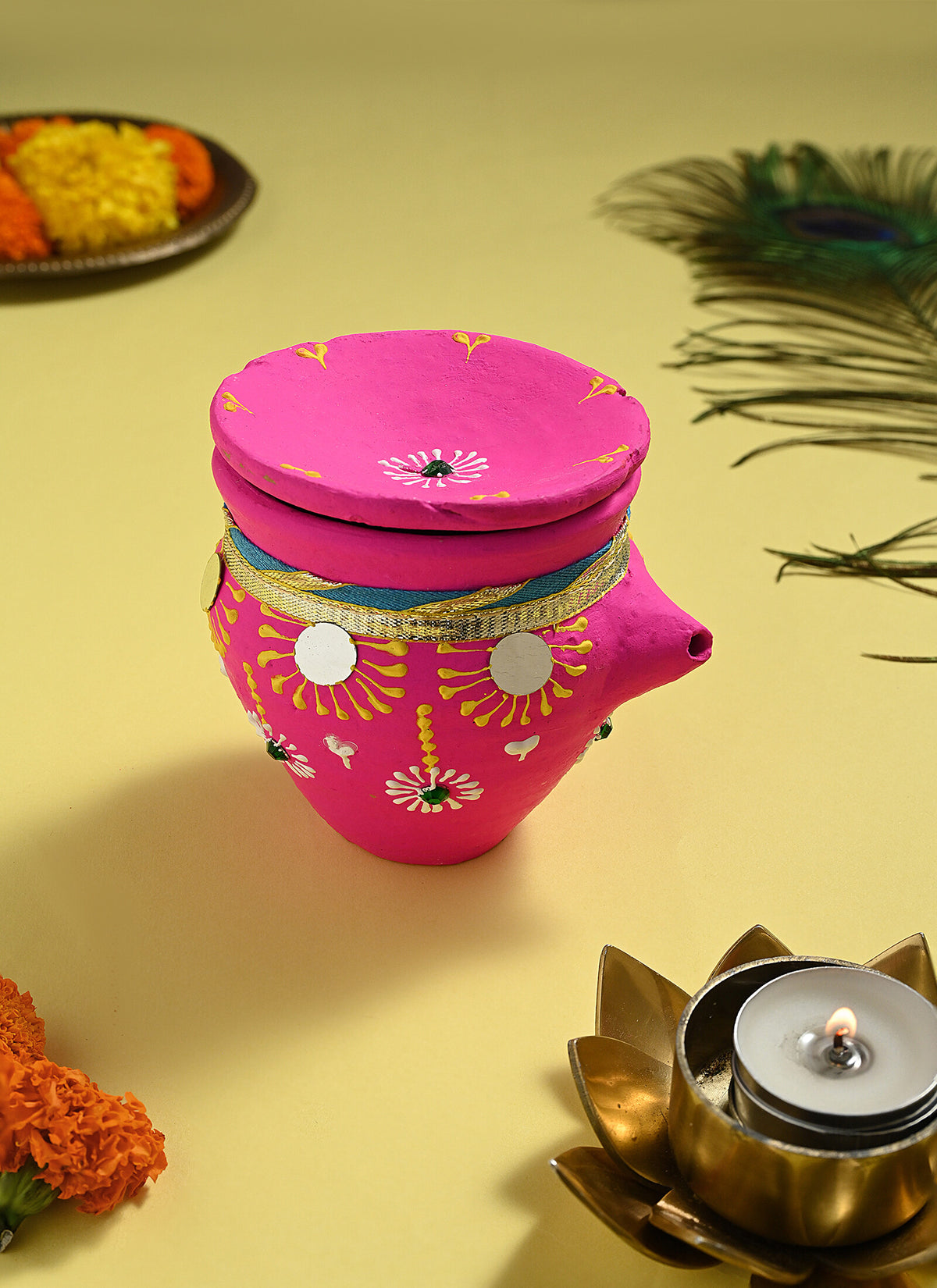 Madhoor Karwa Chauth Mirror Pink Yellow 1 Piece