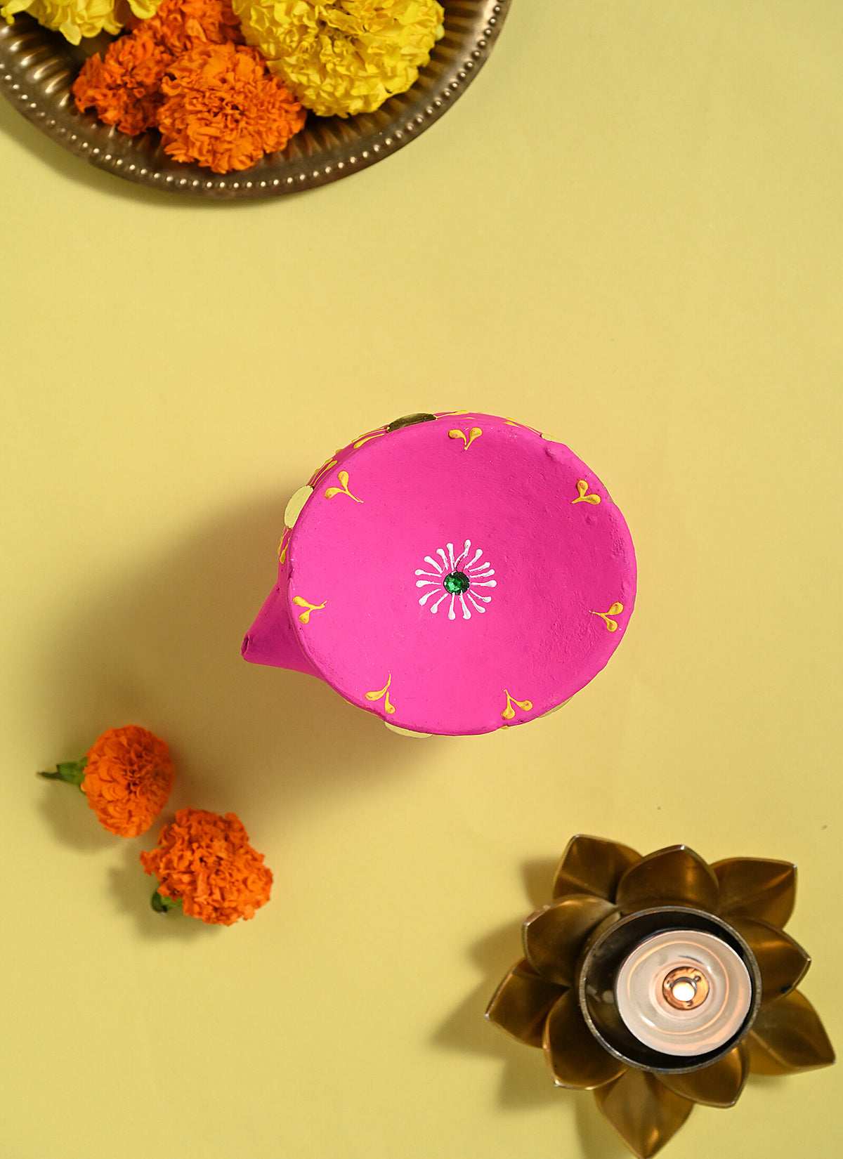 Madhoor Karwa Chauth Mirror Pink Yellow 1 Piece