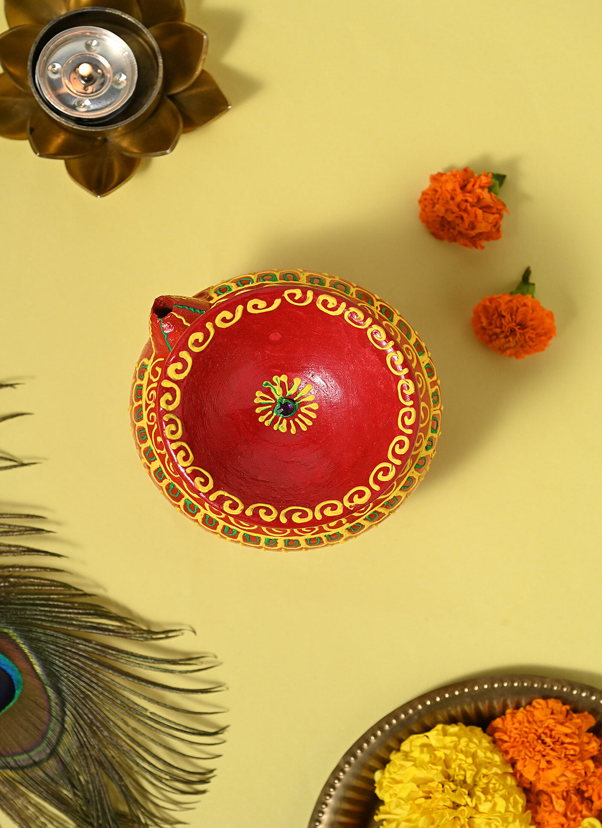 Madhoor Karwa Chauth Karwa Red Green Yellow 1 Piece