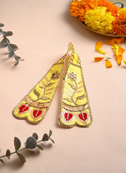 Madhoor Dhoti Leaf Idol Kesh Dupatta Yellow Red 12 Inches 1 Piece