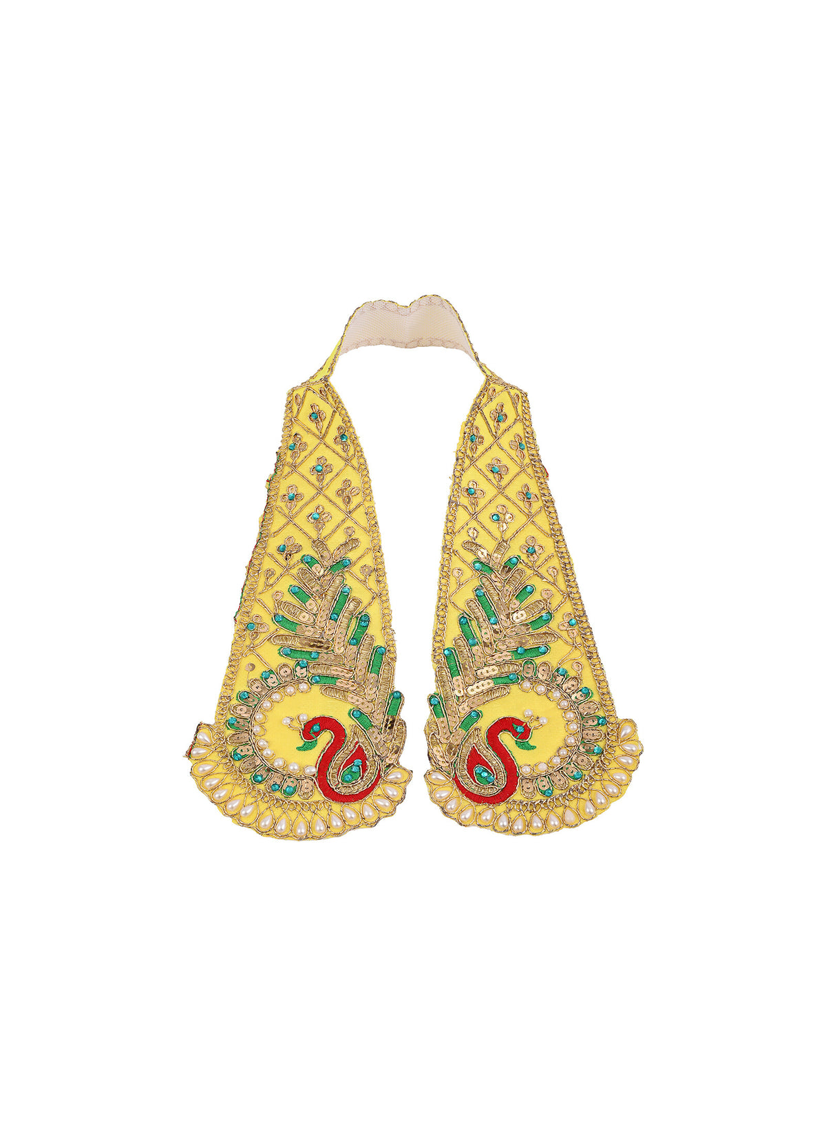 Madhoor Peacock Zardozi Idol Kesh Dupatta Red Yellow 24 Inches 1 Piece