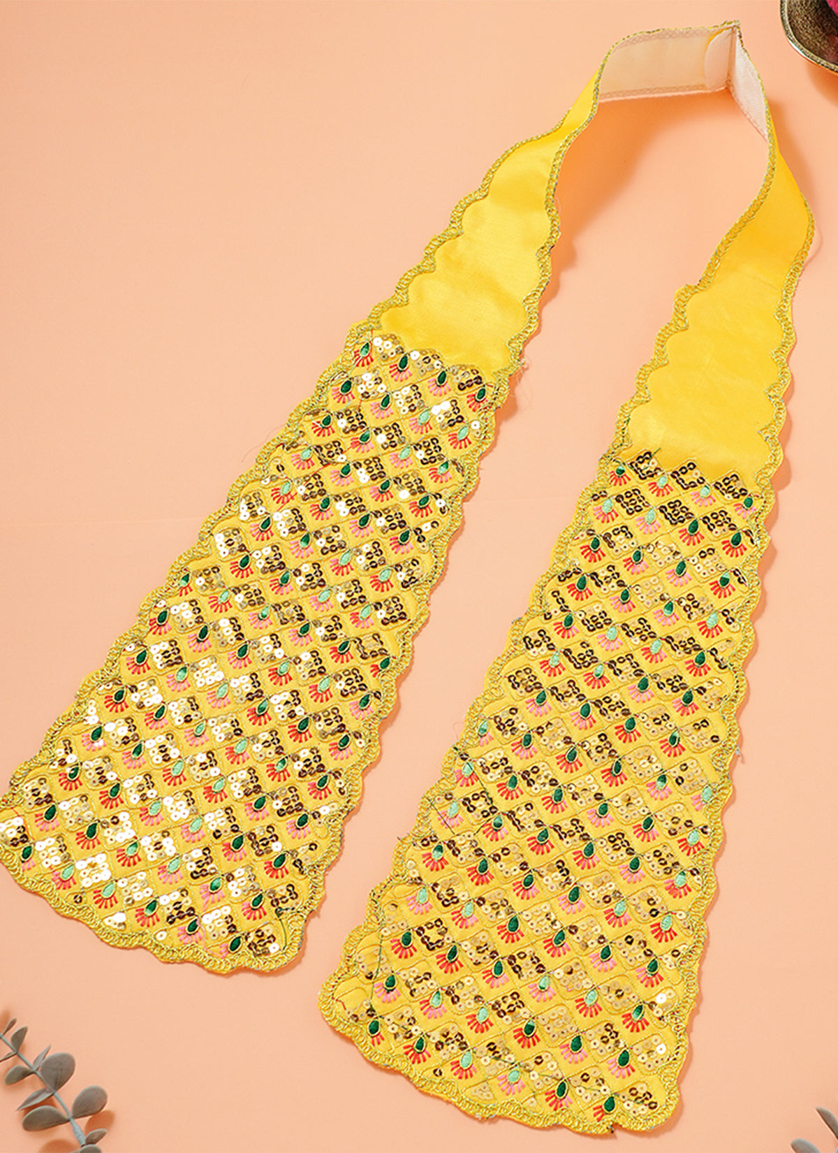 Madhoor Scalloped Idol Kesh Dupatta Yellow 54 Inches 1 Piece