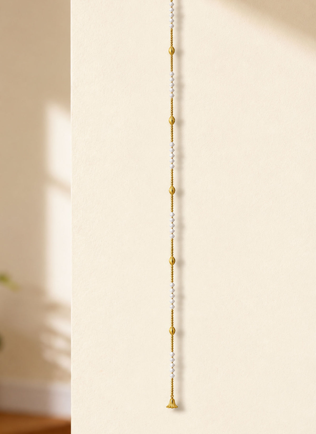 Madhoor Bead Latkan Gold-Tone White 5 Feet 1 Piece