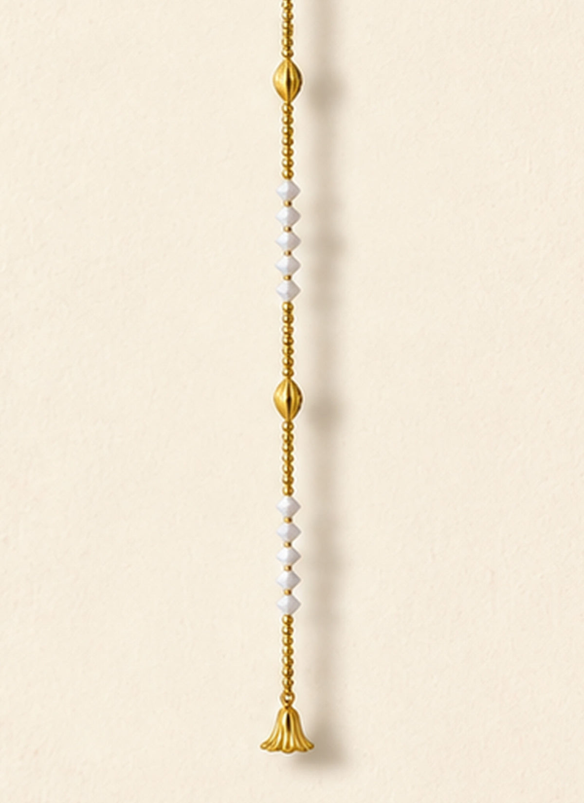 Madhoor Bead Latkan Gold-Tone White 5 Feet 1 Piece