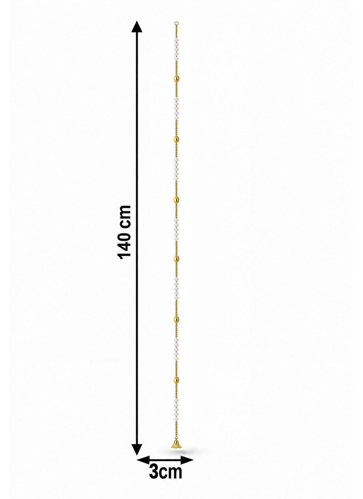 Madhoor Bead Latkan Gold-Tone White 5 Feet 1 Piece