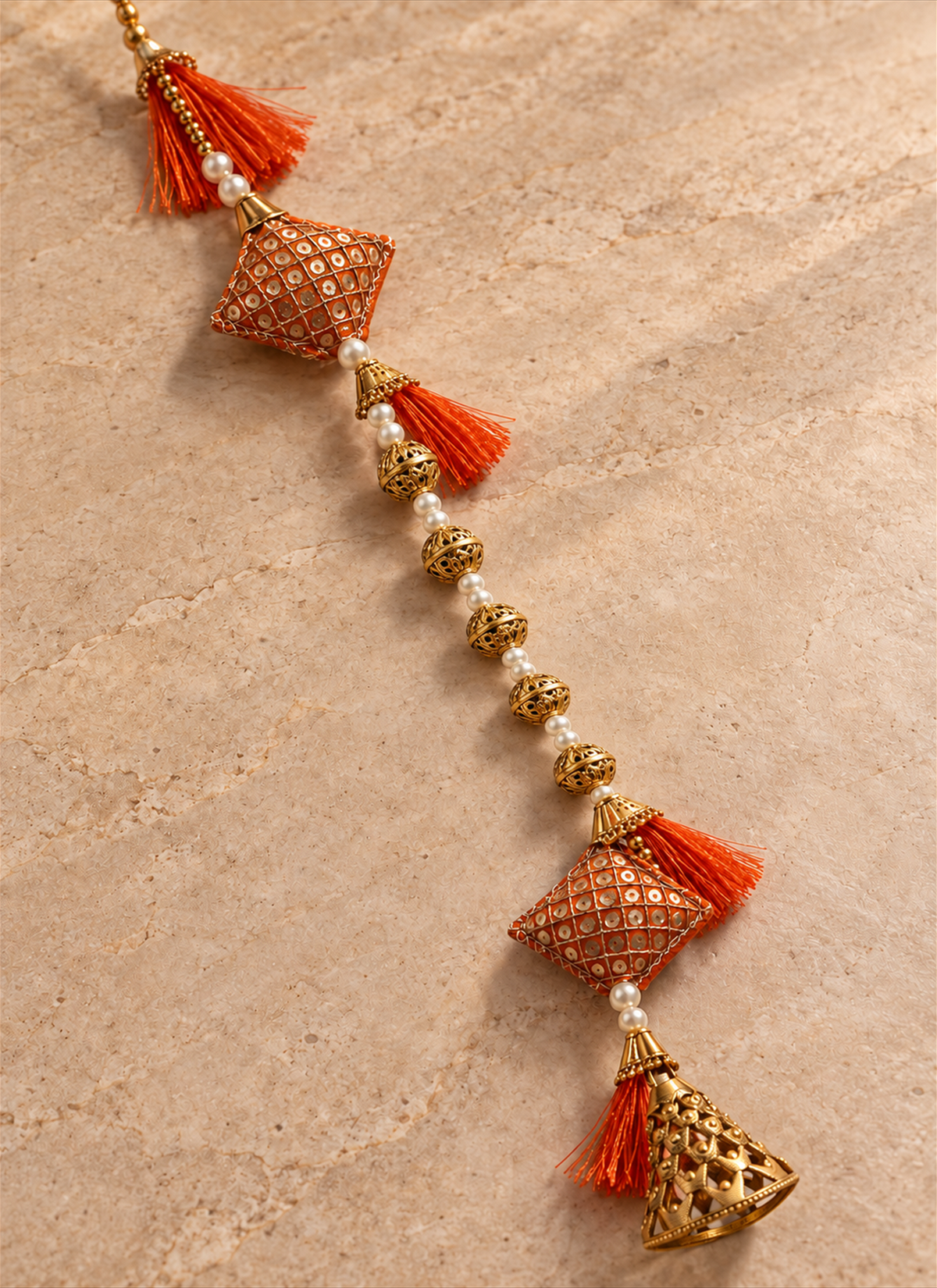 Madhoor Gota Tassel Latkan Orange 3 Feet 1 Piece
