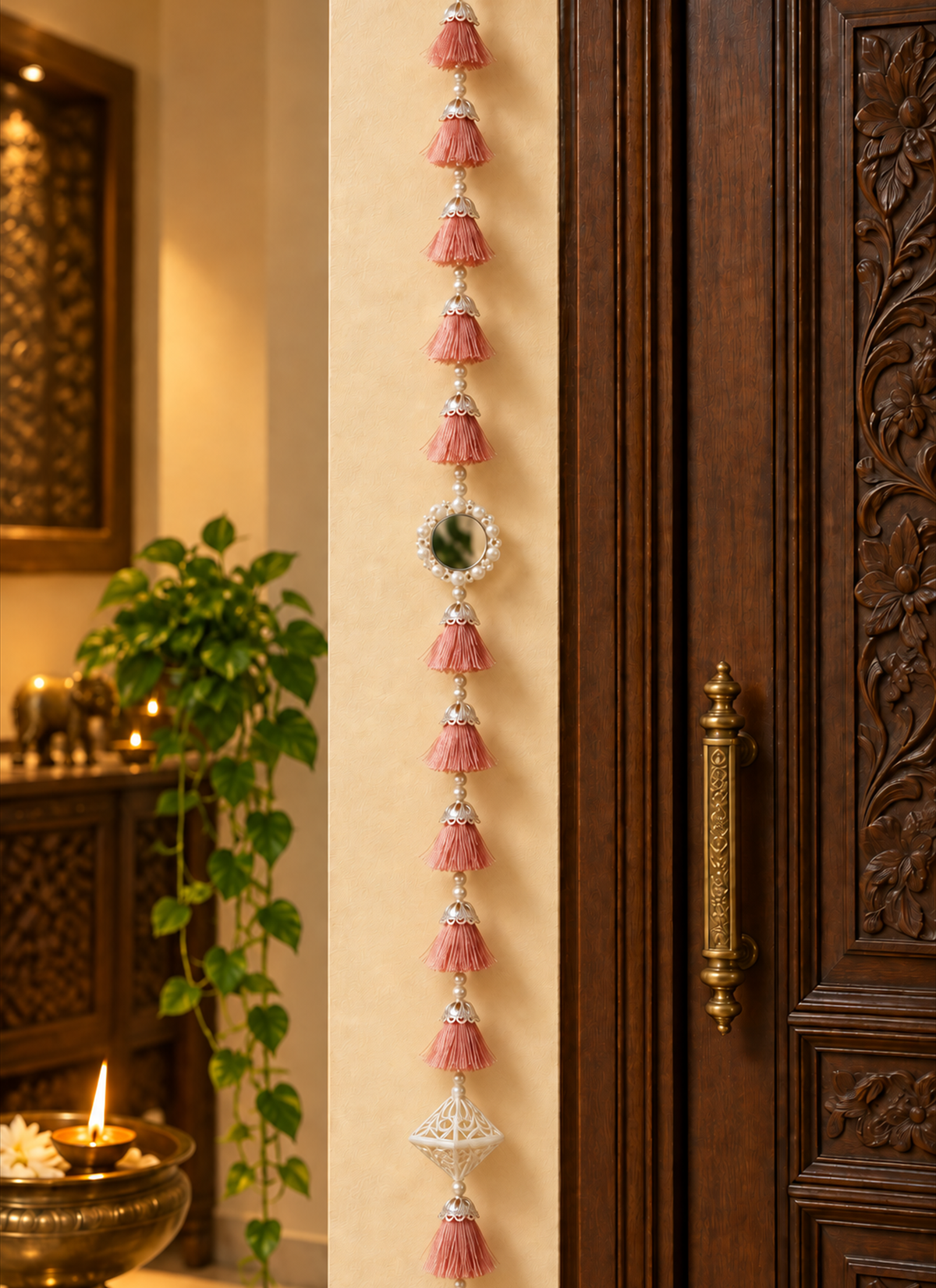 Madhoor Tassel Mirror Latkan Peach 3 Feet 1 Piece