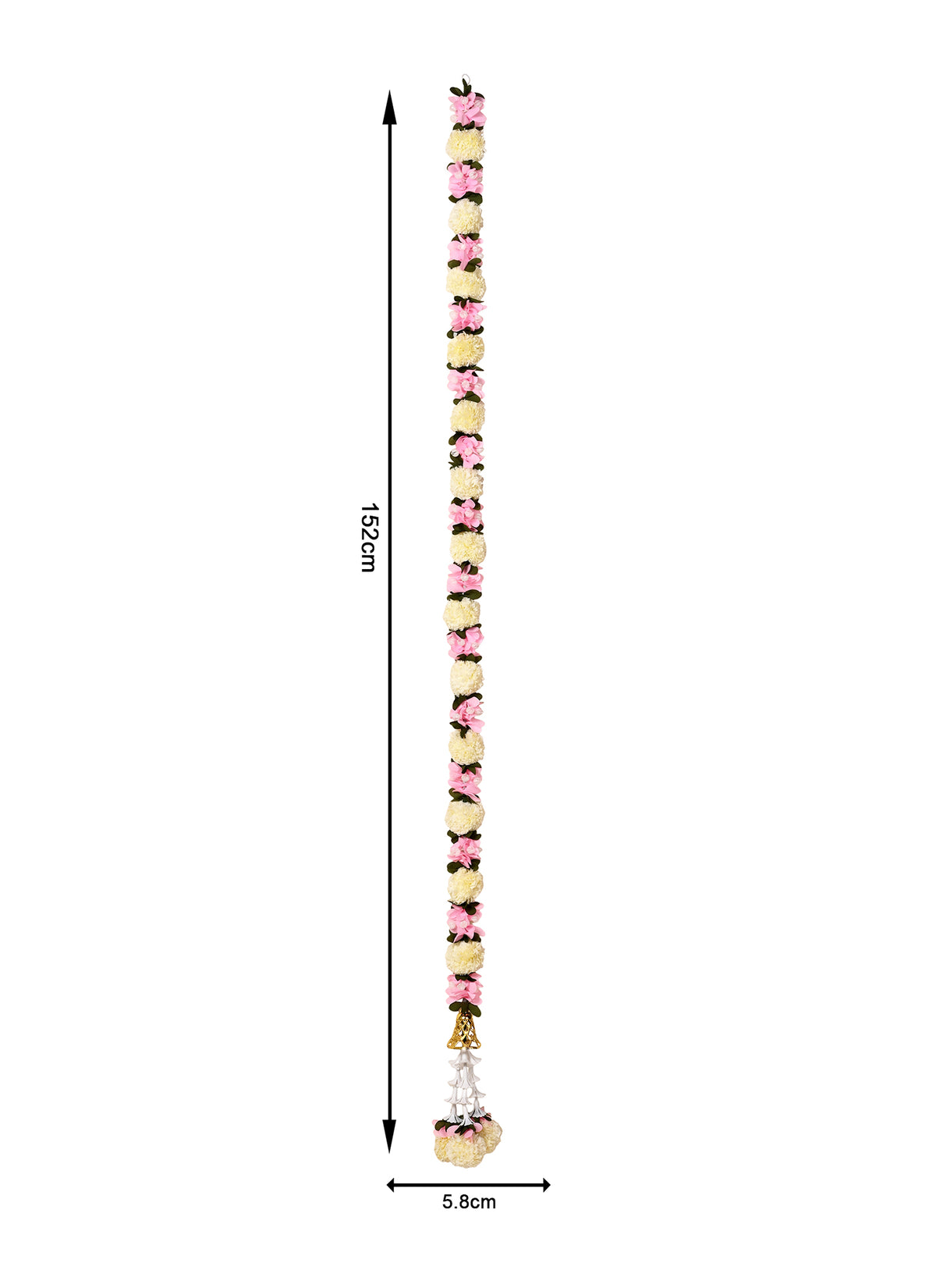 Madhoor Layered Floral Latkan Cream Pink 5 Feet 1 Piece