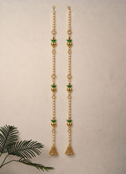 Madhoor Pearl Garland Latkan Gold-Tone White 1 Pair