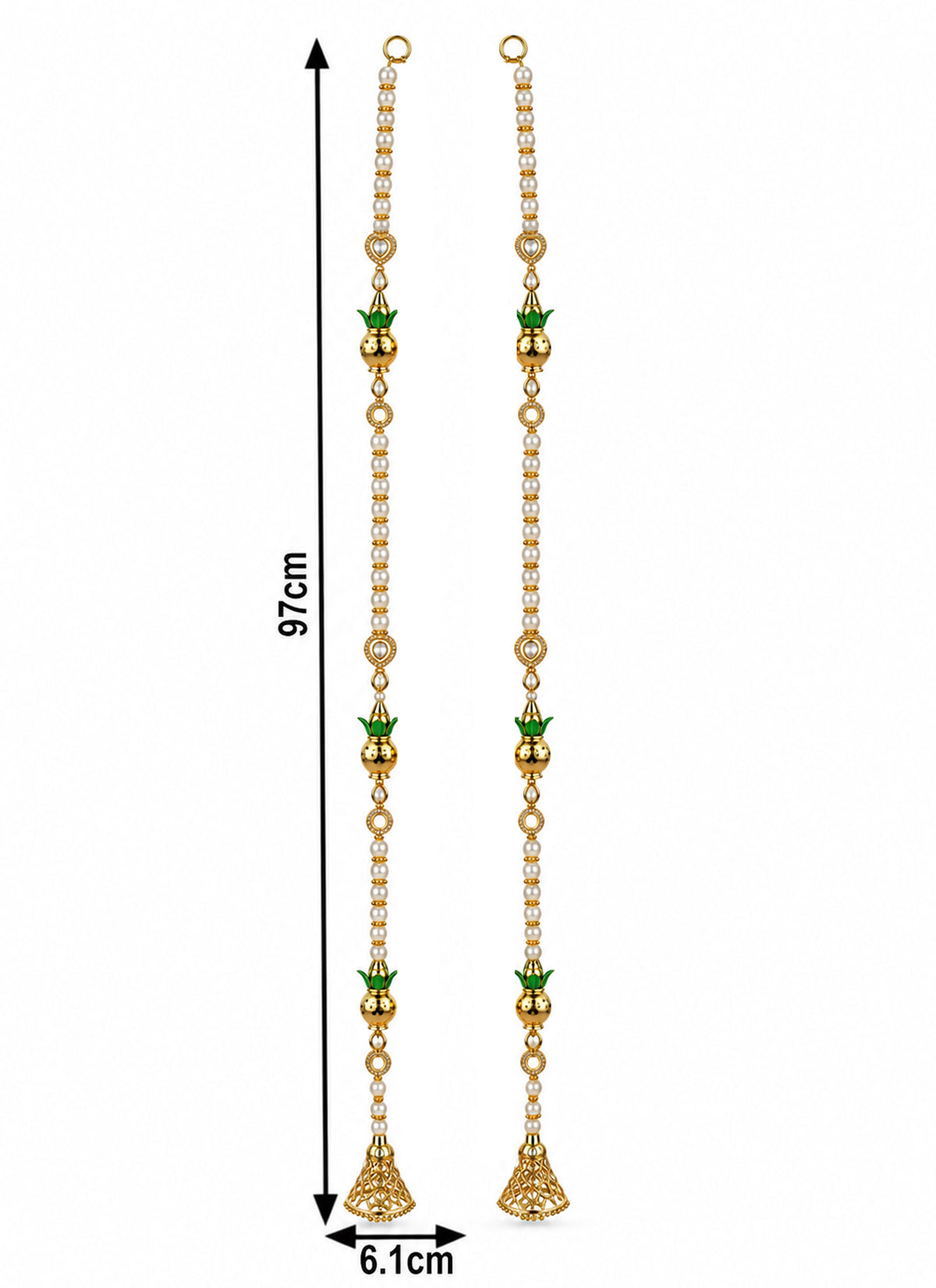Madhoor Pearl Garland Latkan Gold-Tone White 1 Pair