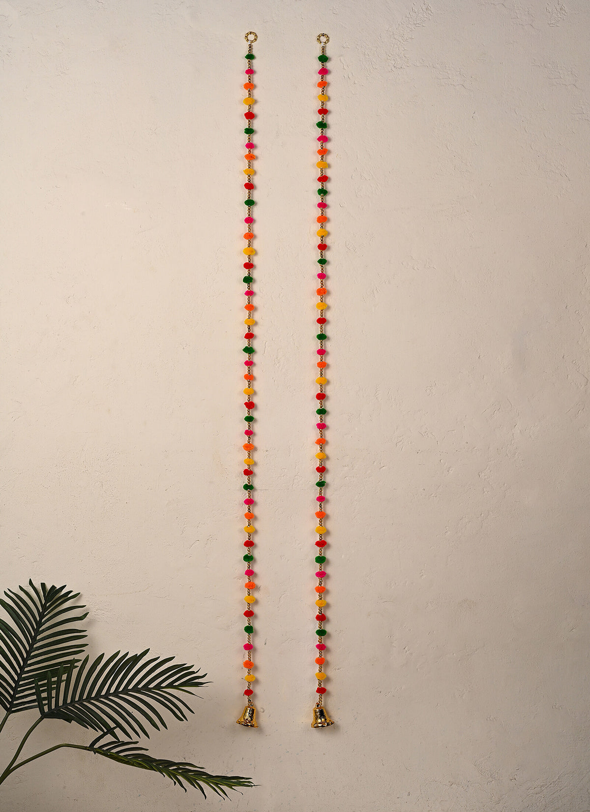 Madhoor Pompom Bells Latkan Multicolour 5 Feet Set of 2