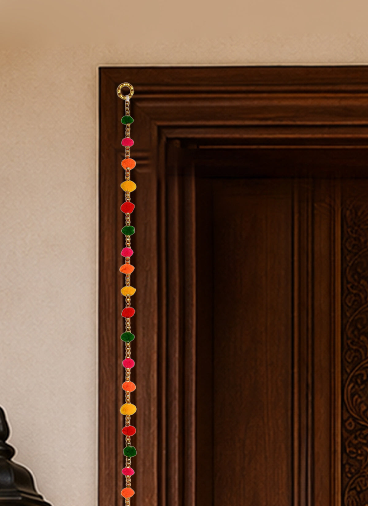 Madhoor Pompom Bells Latkan Multicolour 5 Feet Set of 2