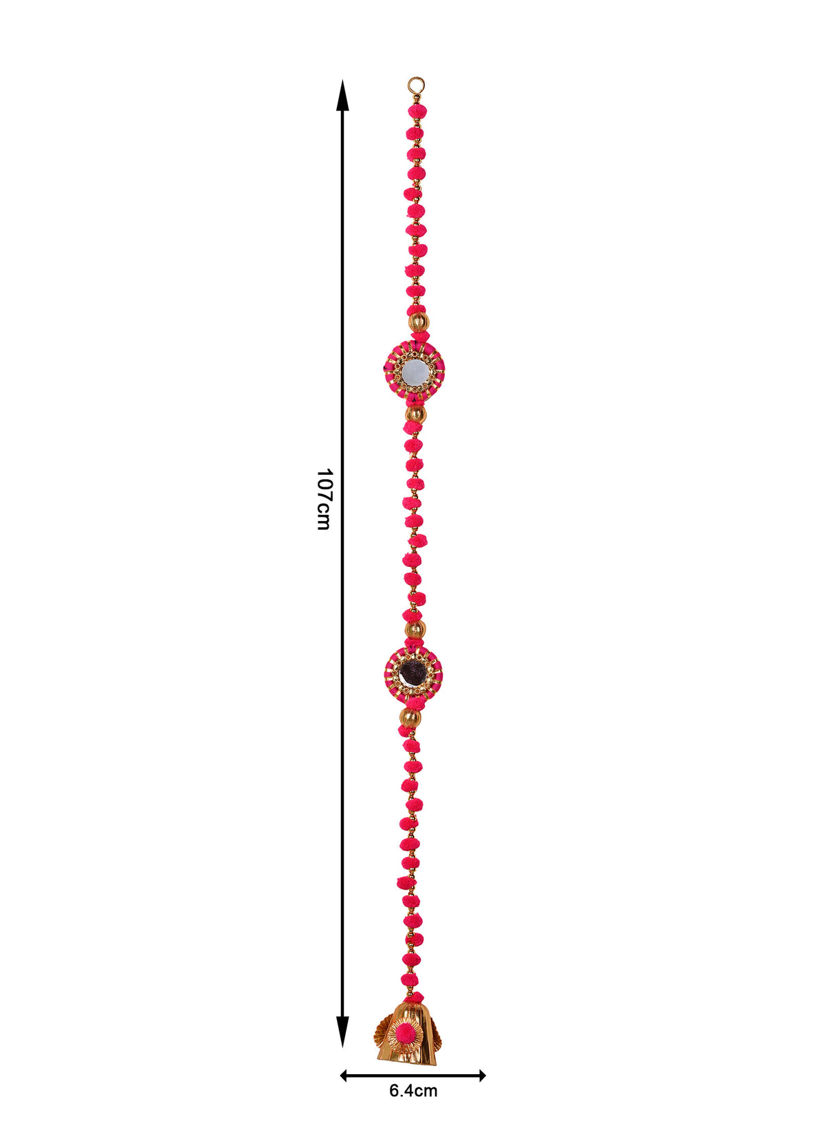 Madhoor Mirror Beads Latkan Rani Pink 4 Feet 1 Piece