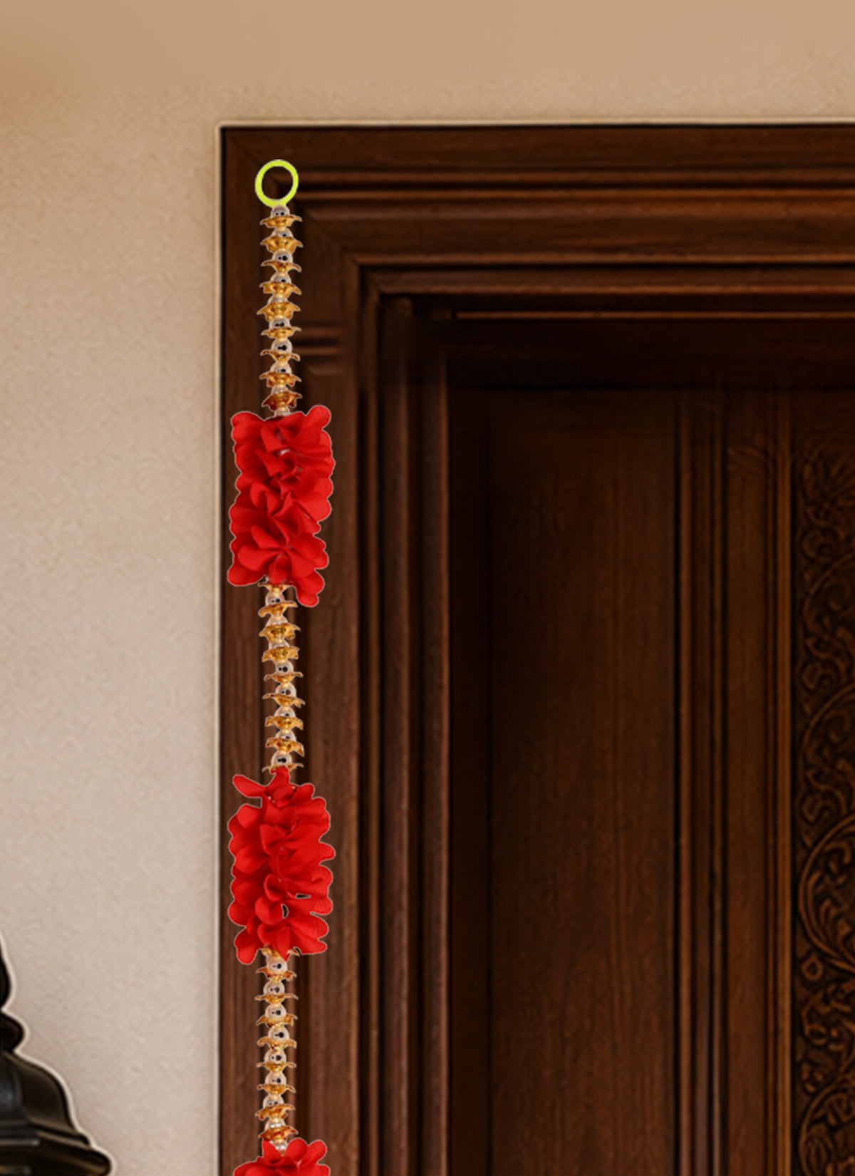 Madhoor Pearl Multi-Tier Latkan Red 3 Feet Set of 2