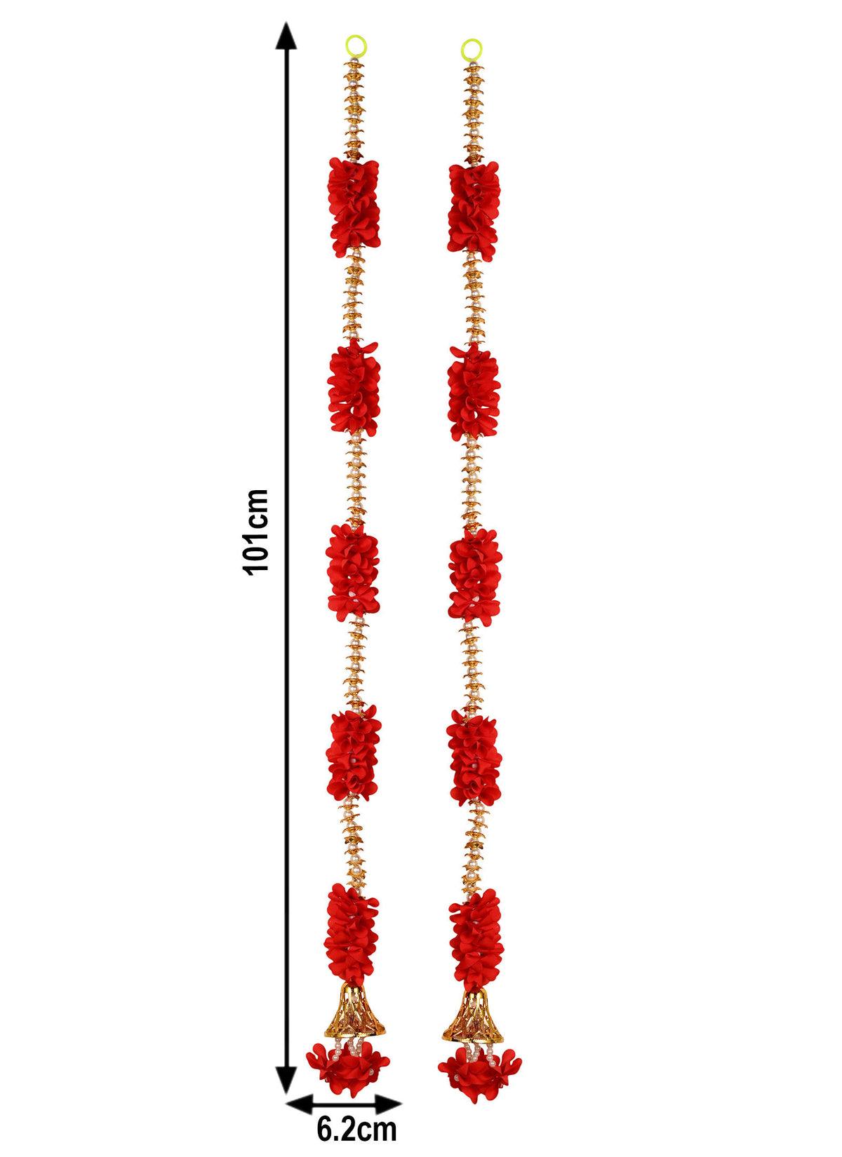 Madhoor Pearl Multi-Tier Latkan Red 3 Feet Set of 2
