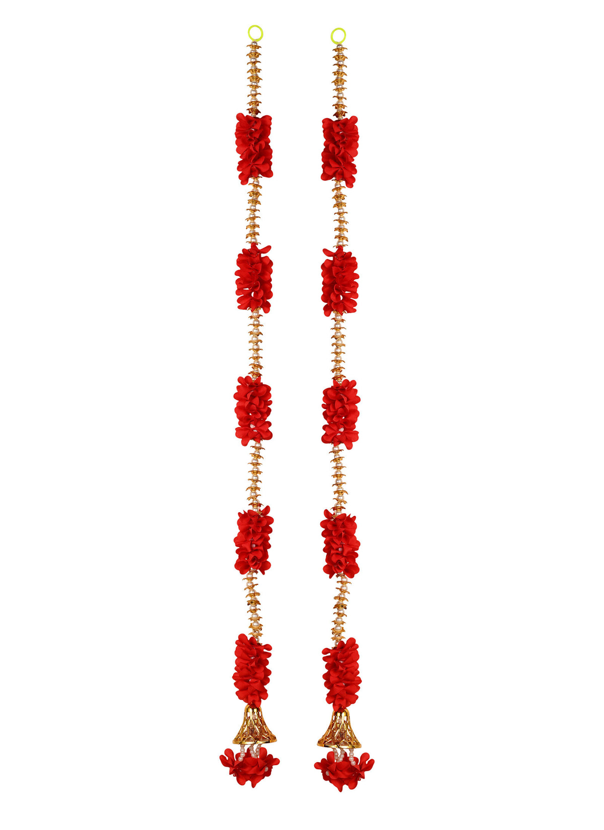 Madhoor Pearl Multi-Tier Latkan Red 3 Feet Set of 2