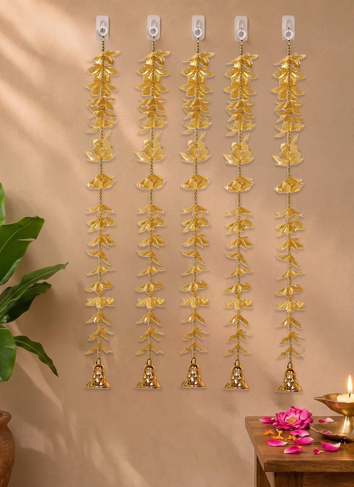 Madhoor Layered Bells Latkan Gold-Tone 3 Feet Set of 5