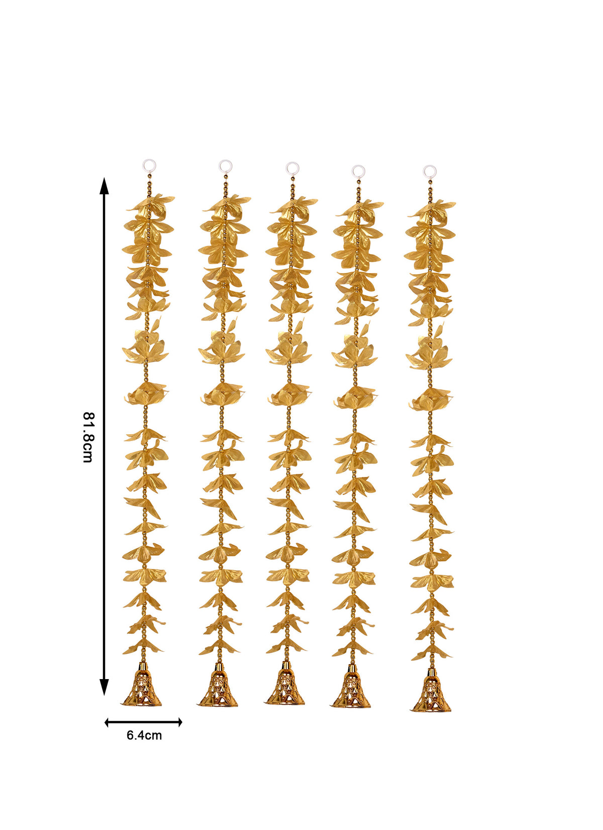 Madhoor Layered Bells Latkan Gold-Tone 3 Feet Set of 5