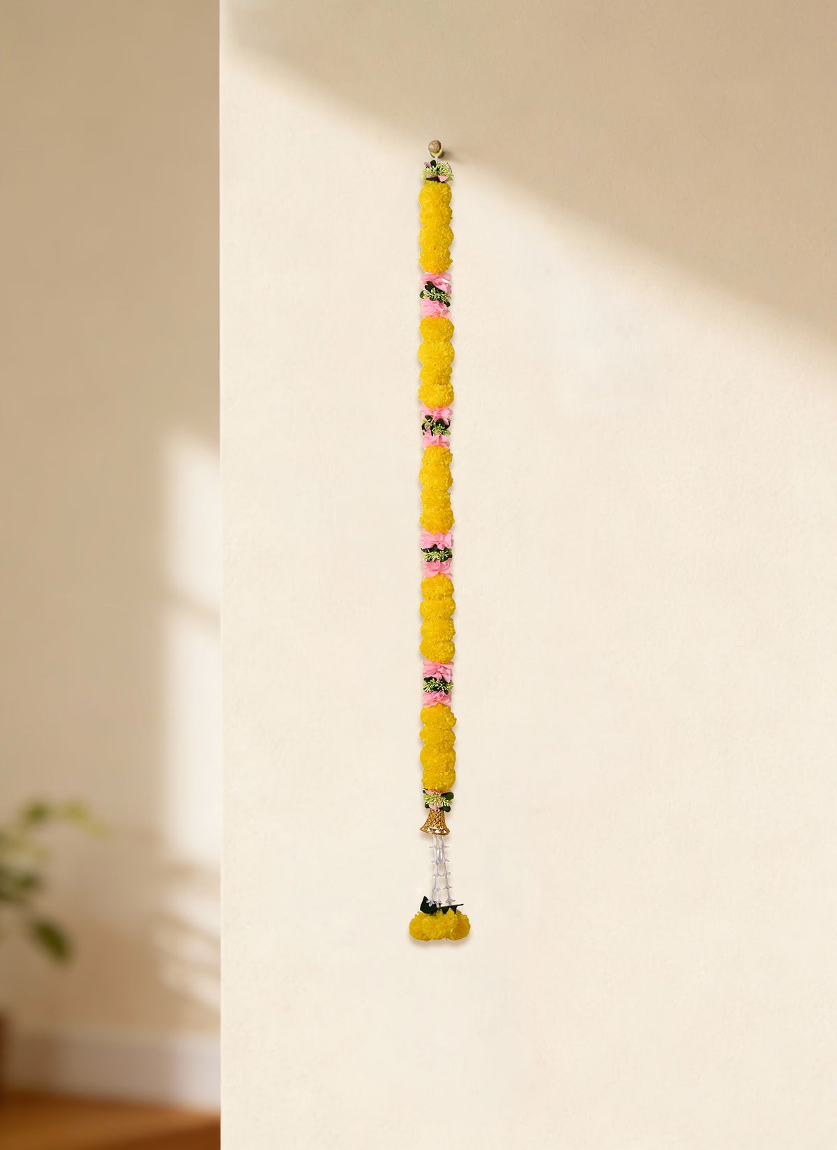 Madhoor Filigree Bells Latkan Yellow Pink 5 Feet 1 Piece