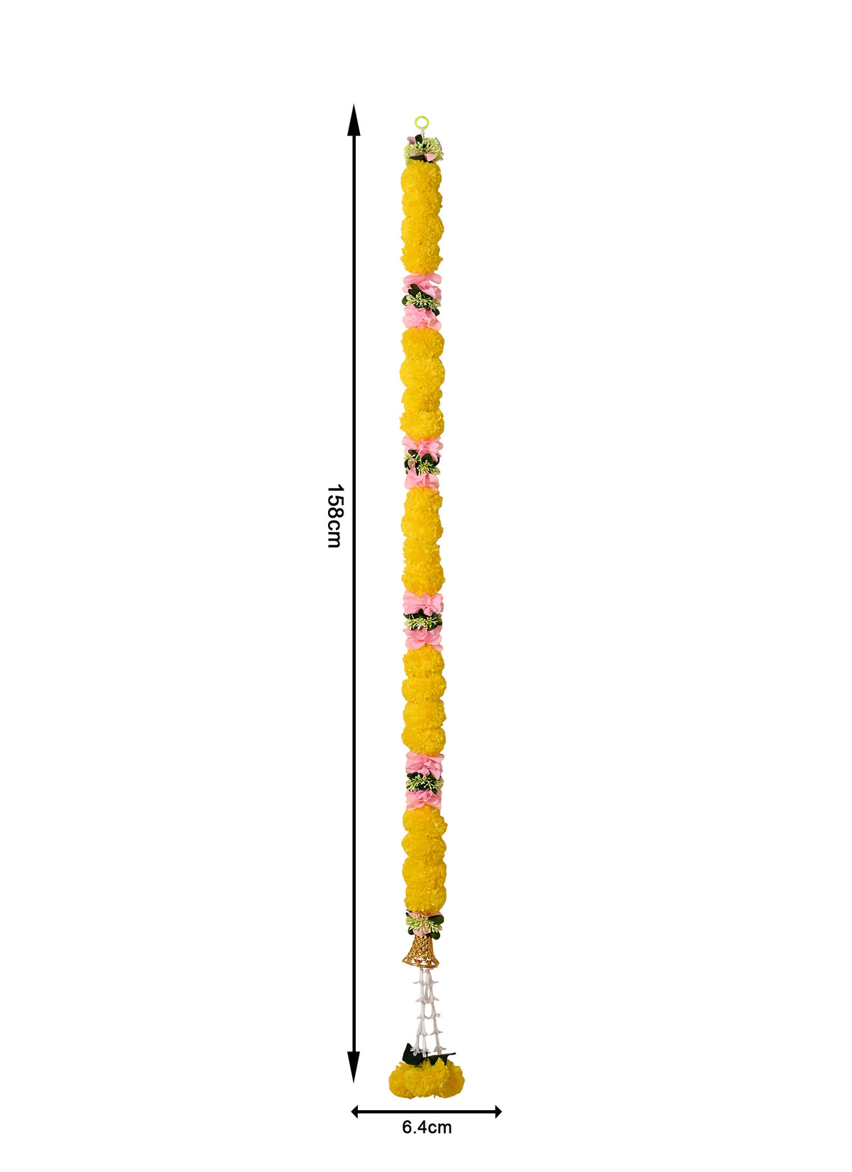 Madhoor Filigree Bells Latkan Yellow Pink 5 Feet 1 Piece