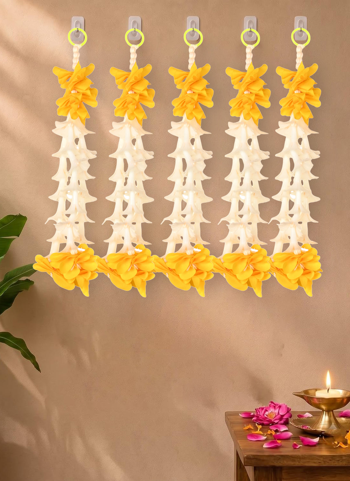 Madhoor Bloom Trail Latkan Yellow 10 Inches Set of 5