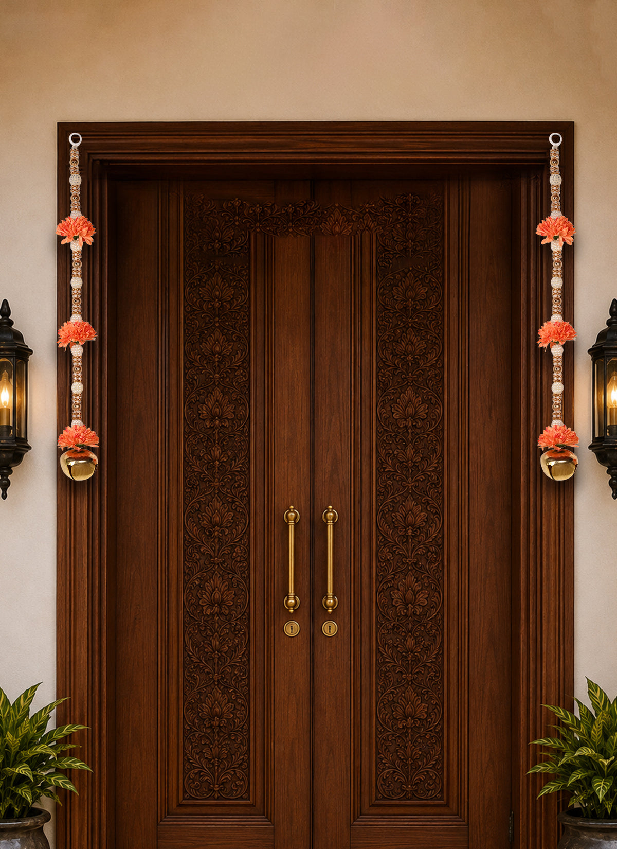Madhoor Pearl Marigold Latkan Orange 20 Inches Set of 2