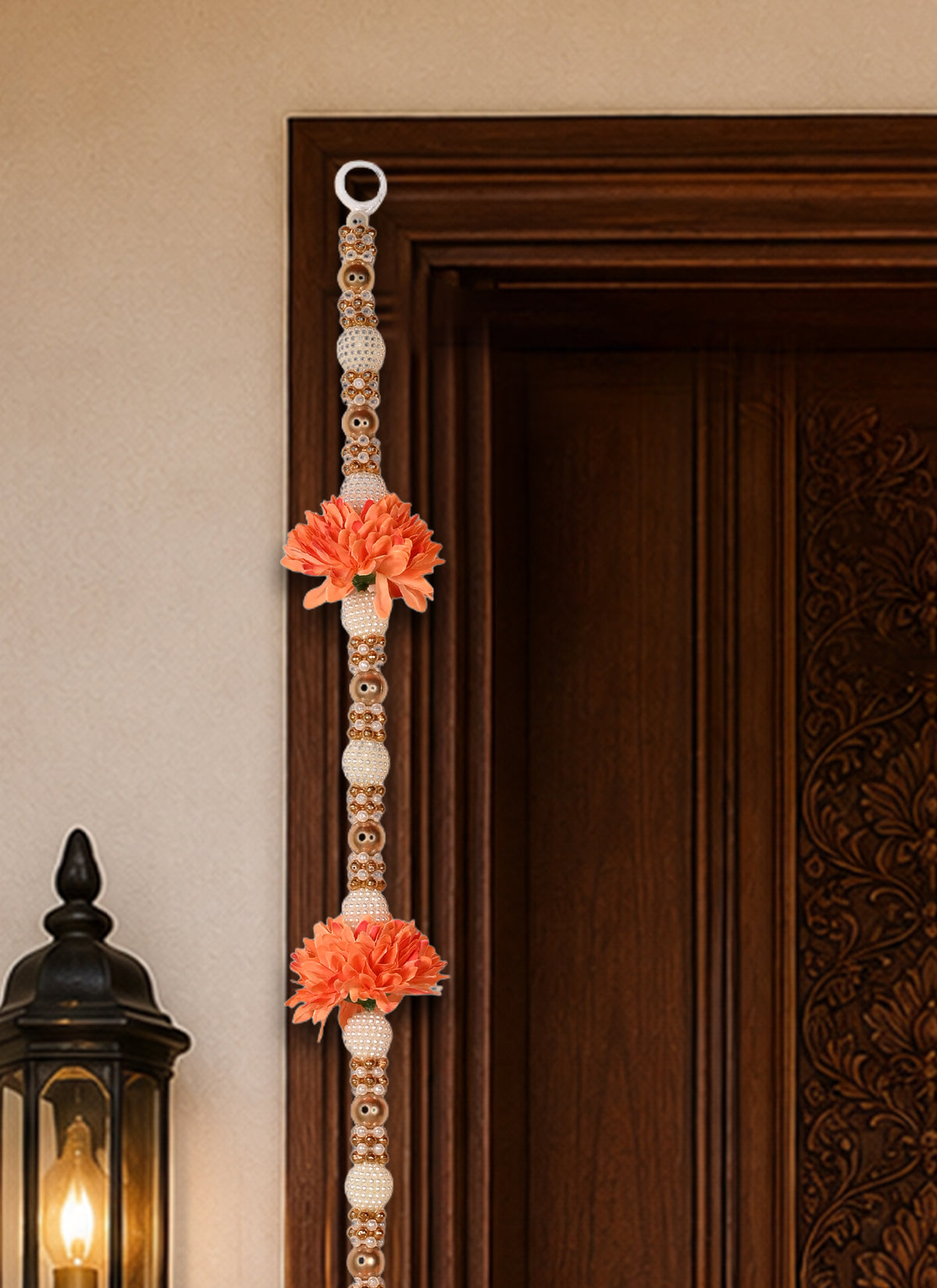 Madhoor Pearl Marigold Latkan Orange 20 Inches Set of 2