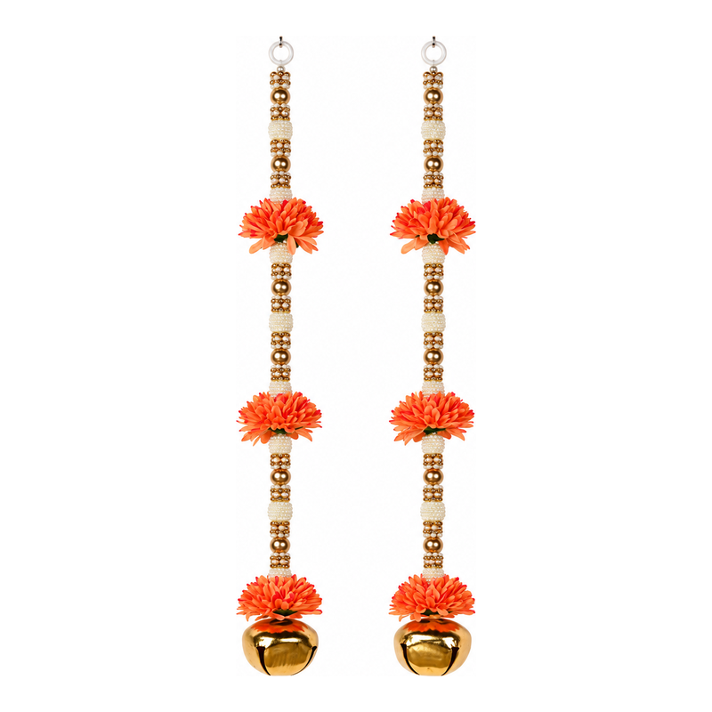 Madhoor Pearl Marigold Latkan Orange 20 Inches Set of 2